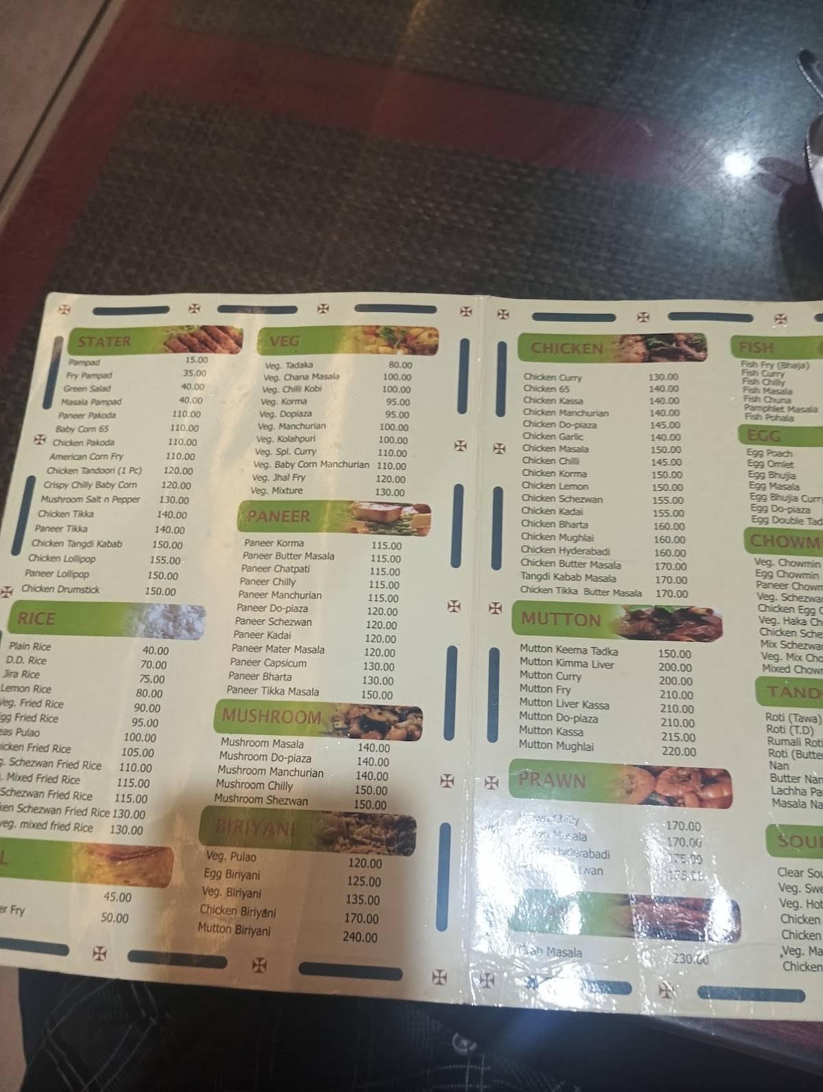 Chancellor Restaurant menu