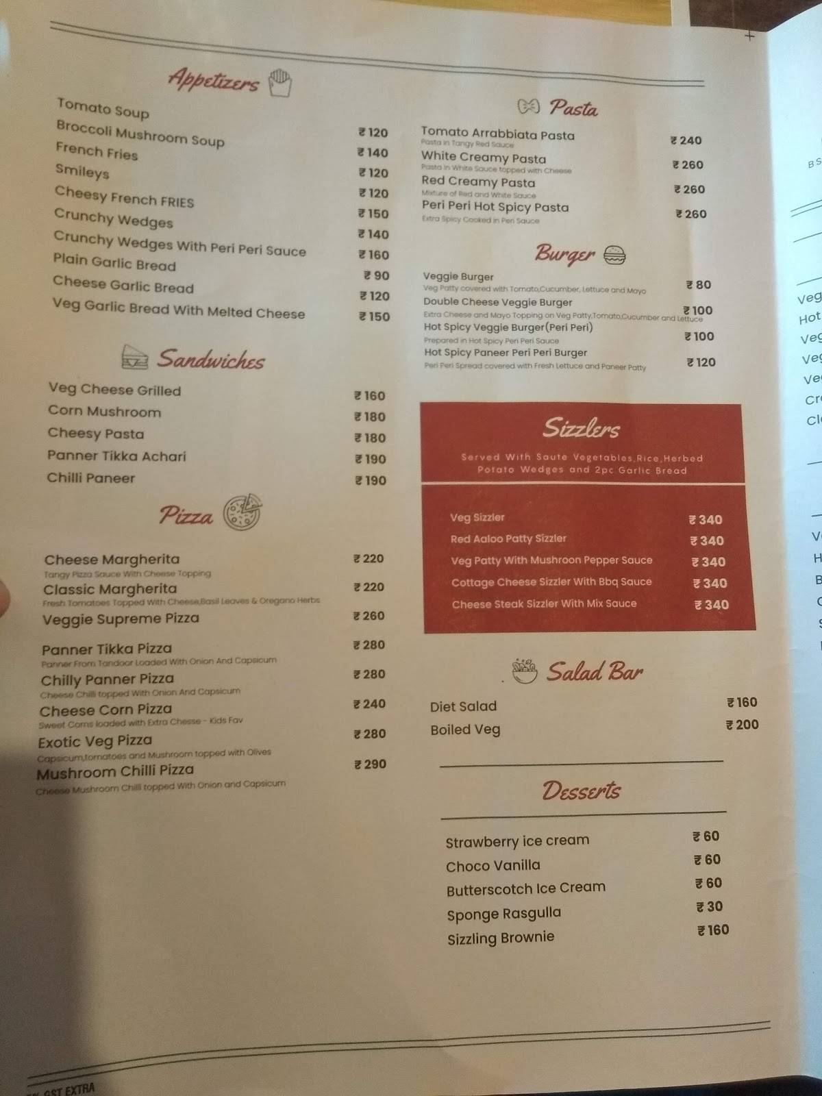 Menu at Charcoal, Jalandhar