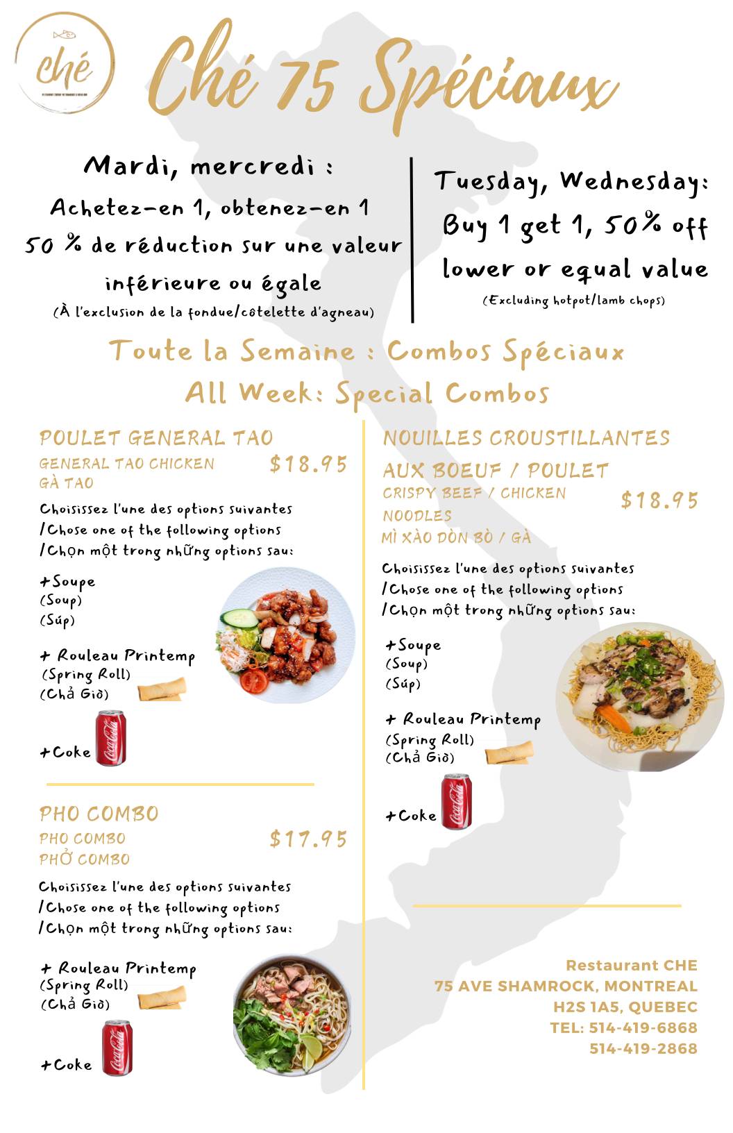 Menu au Restaurant Ché 75, Montréal