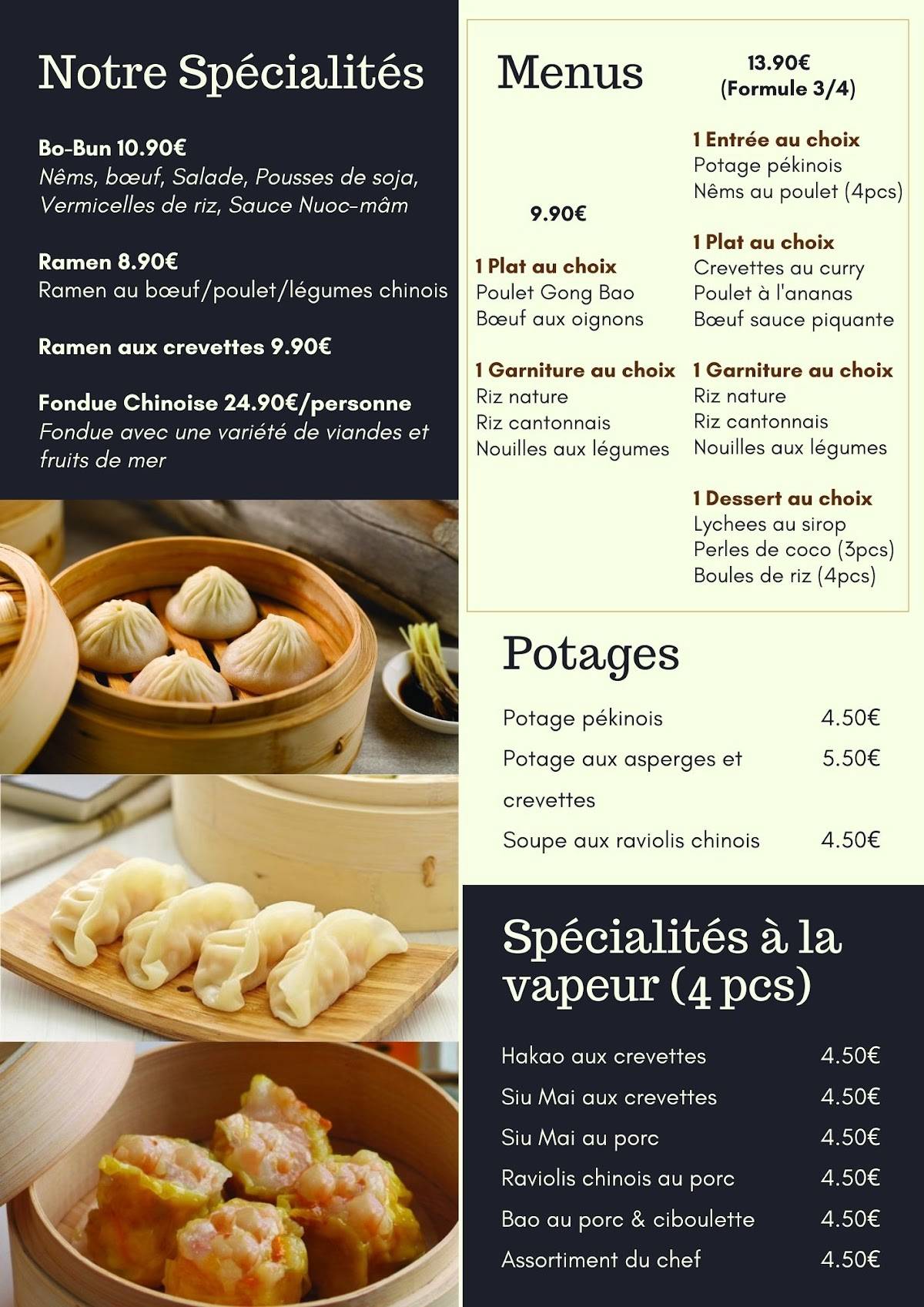 Menu de Restaurant Chen