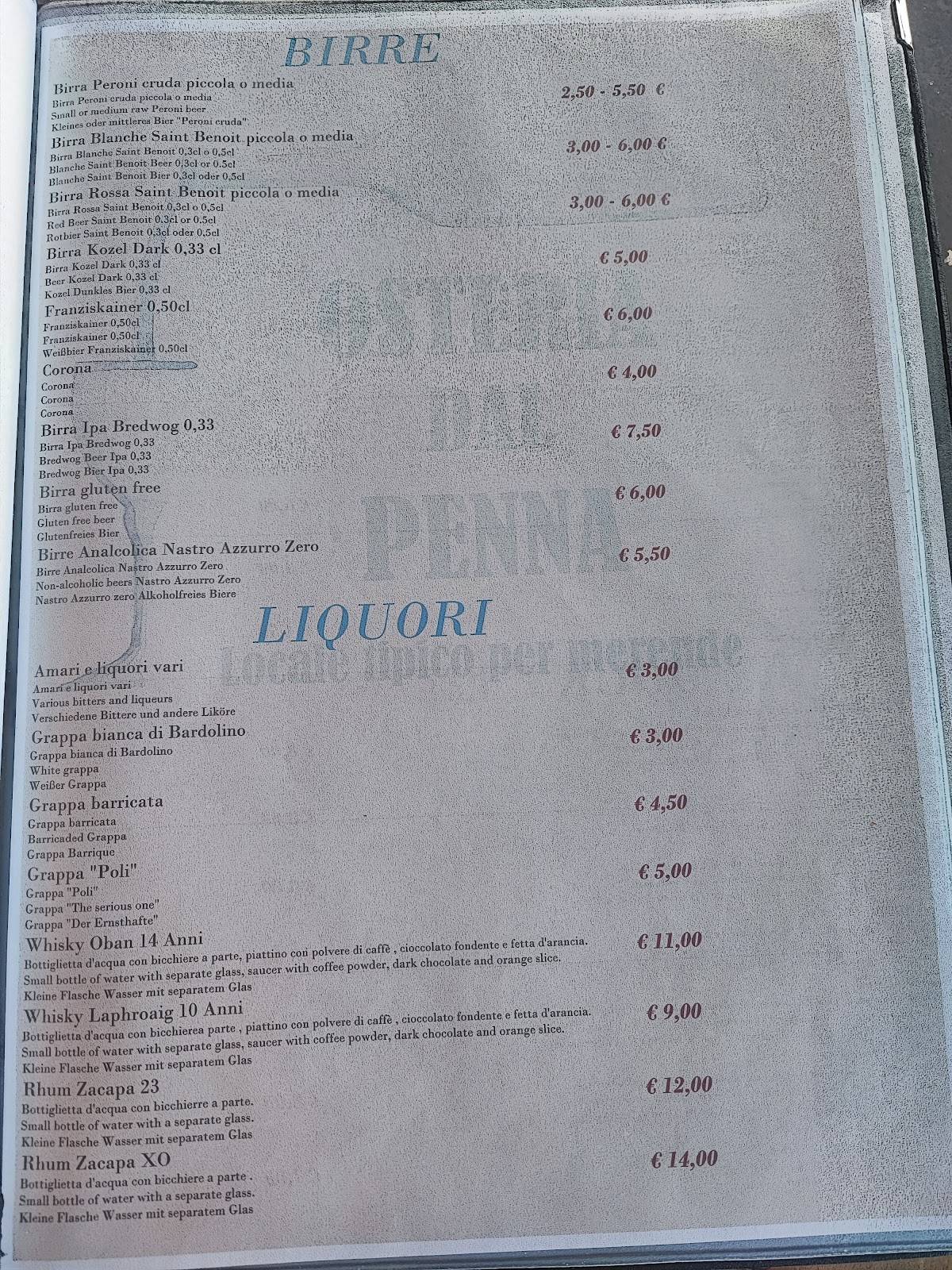 Menu di Chiosco La Pagoda 