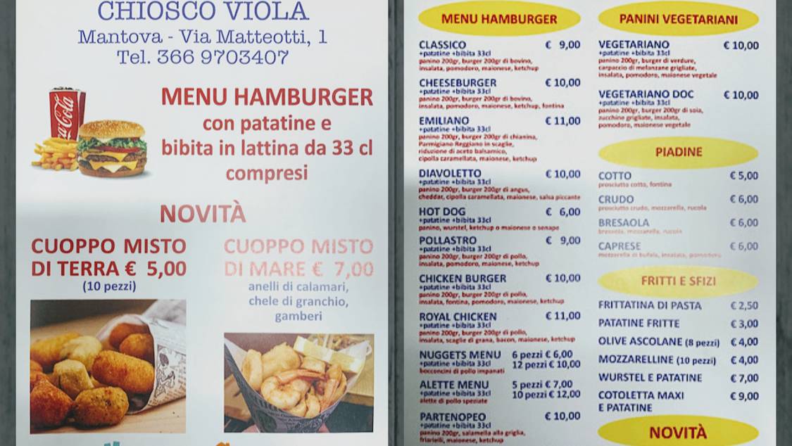 Menu di Chiosco Viola 