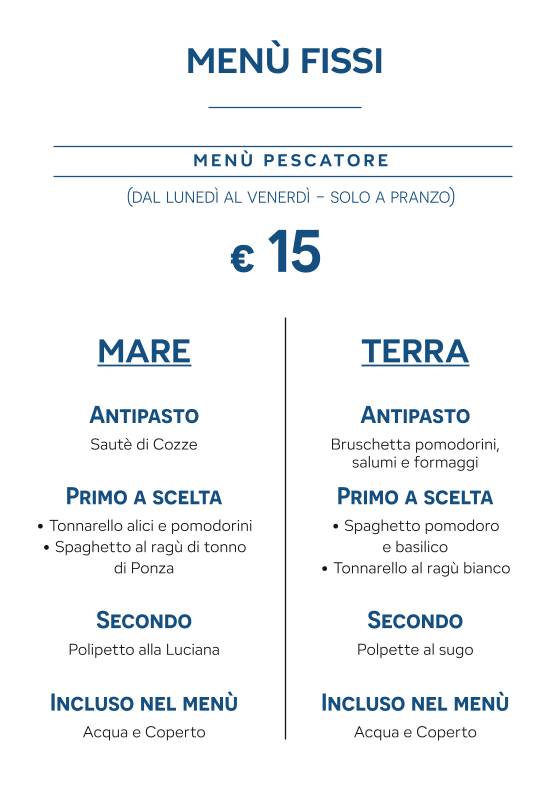 Menu di Come Ponza 