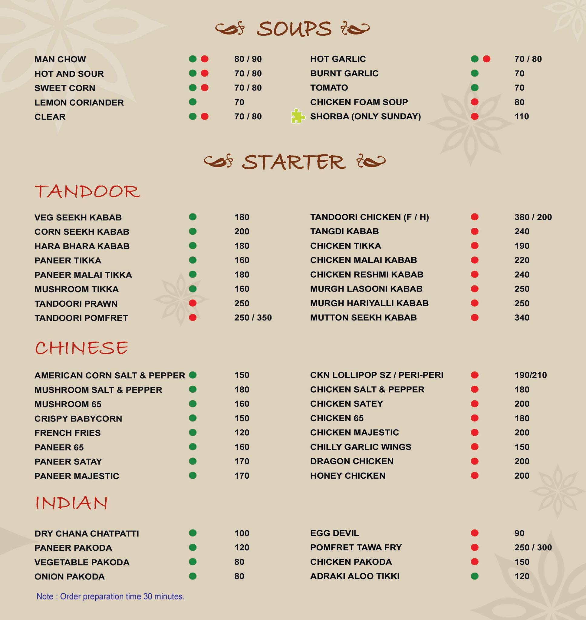 DALCHINI menu