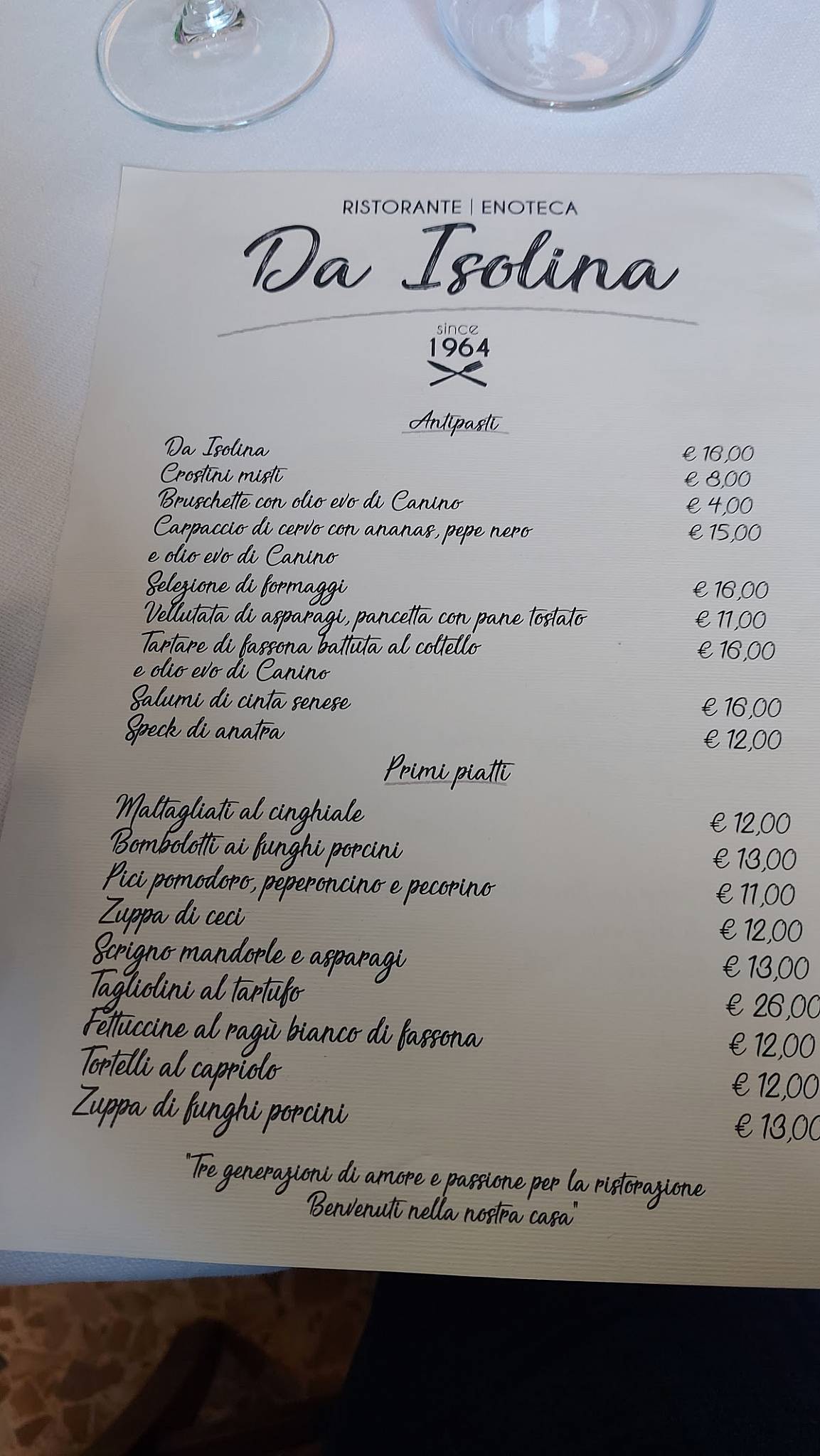 Menu di Da Isolina 