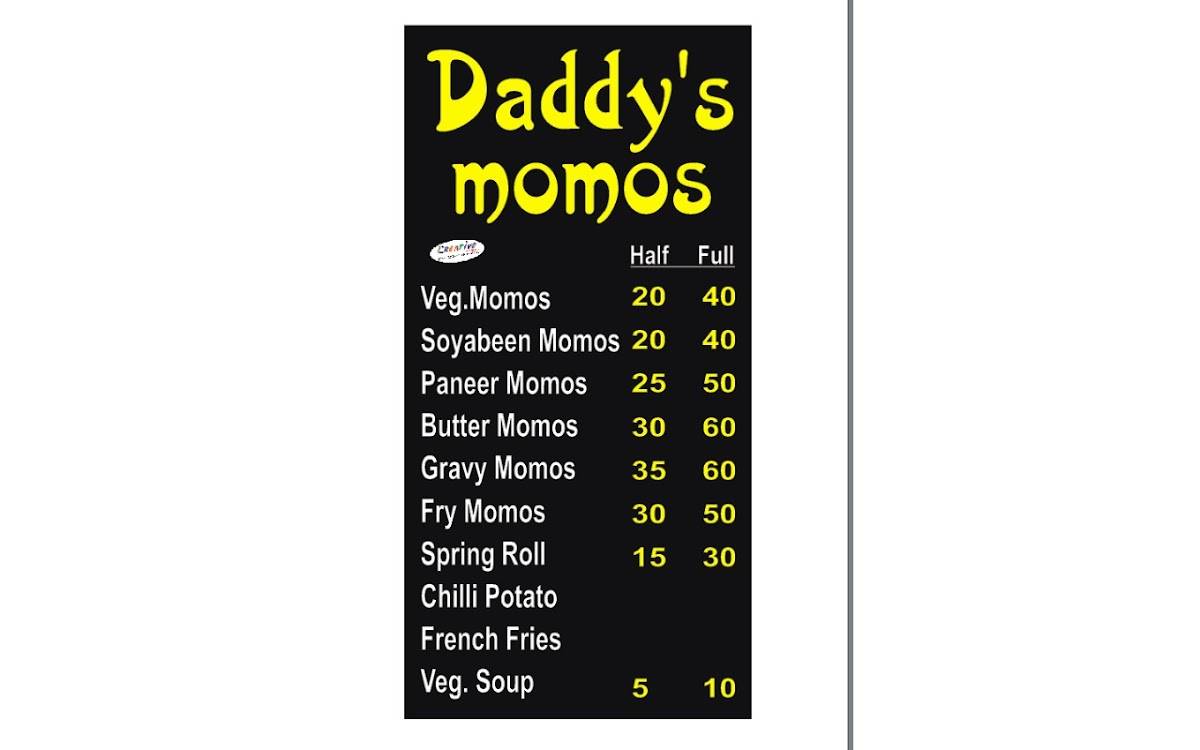 Daddy's Momos menu