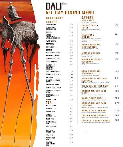 Dali - The Art Cafe' menu