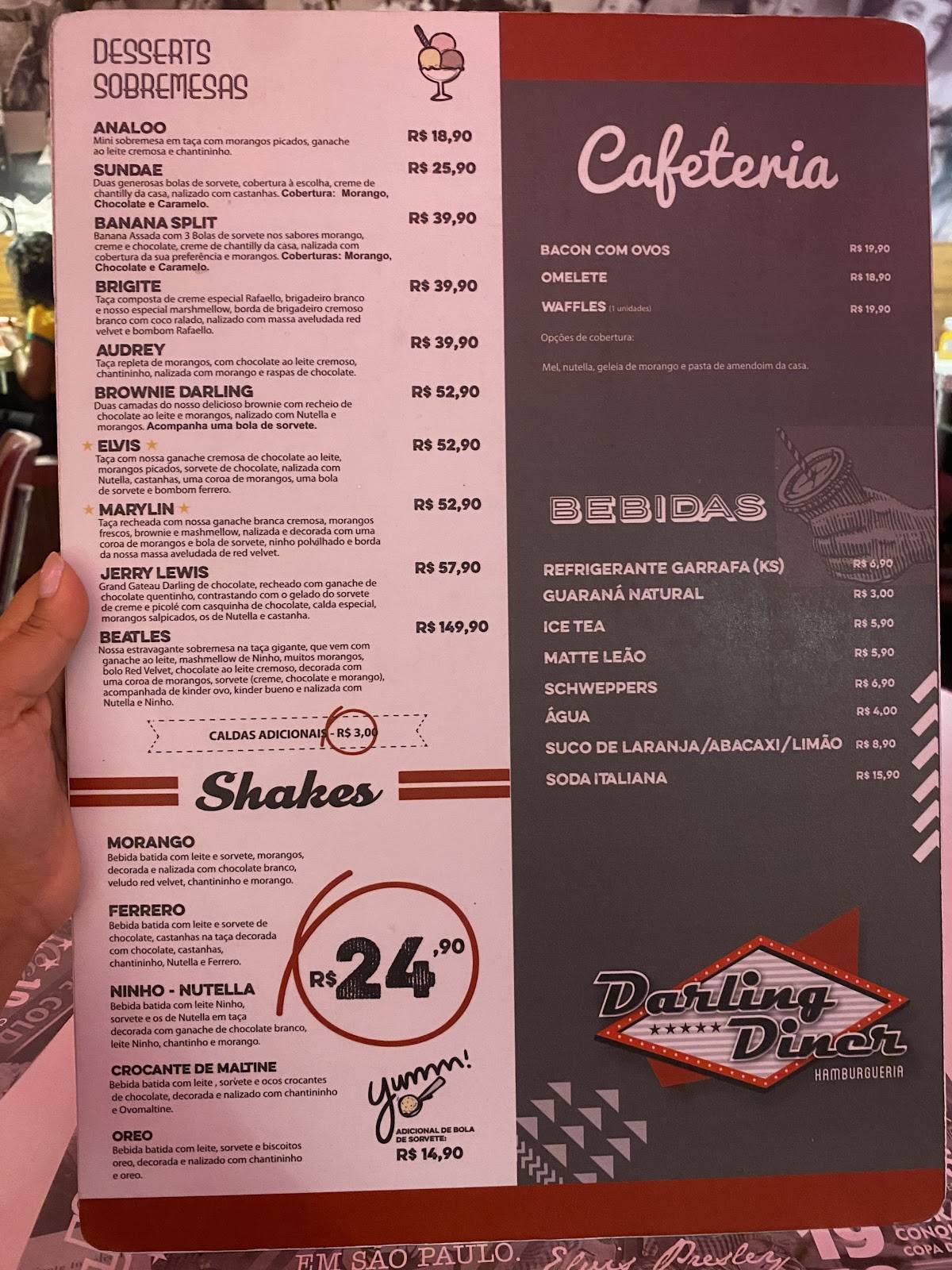 Darling Diner Hamburgueria cardápio