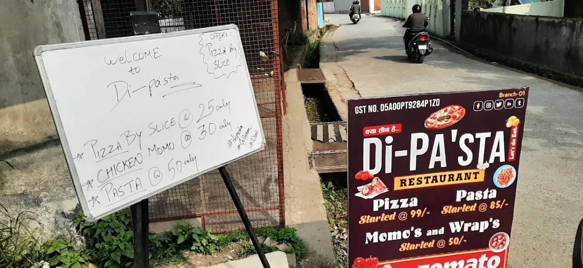 Menu at Dipa'sta café, Haldwani