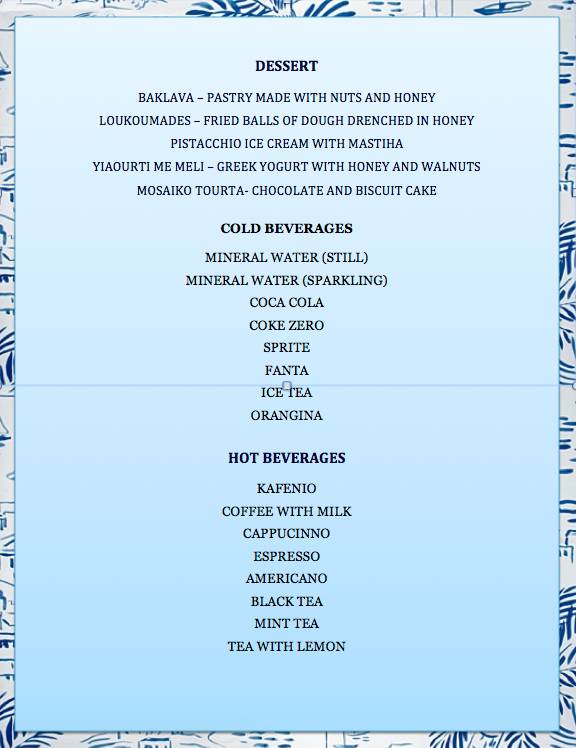 Menu di Dionysus 