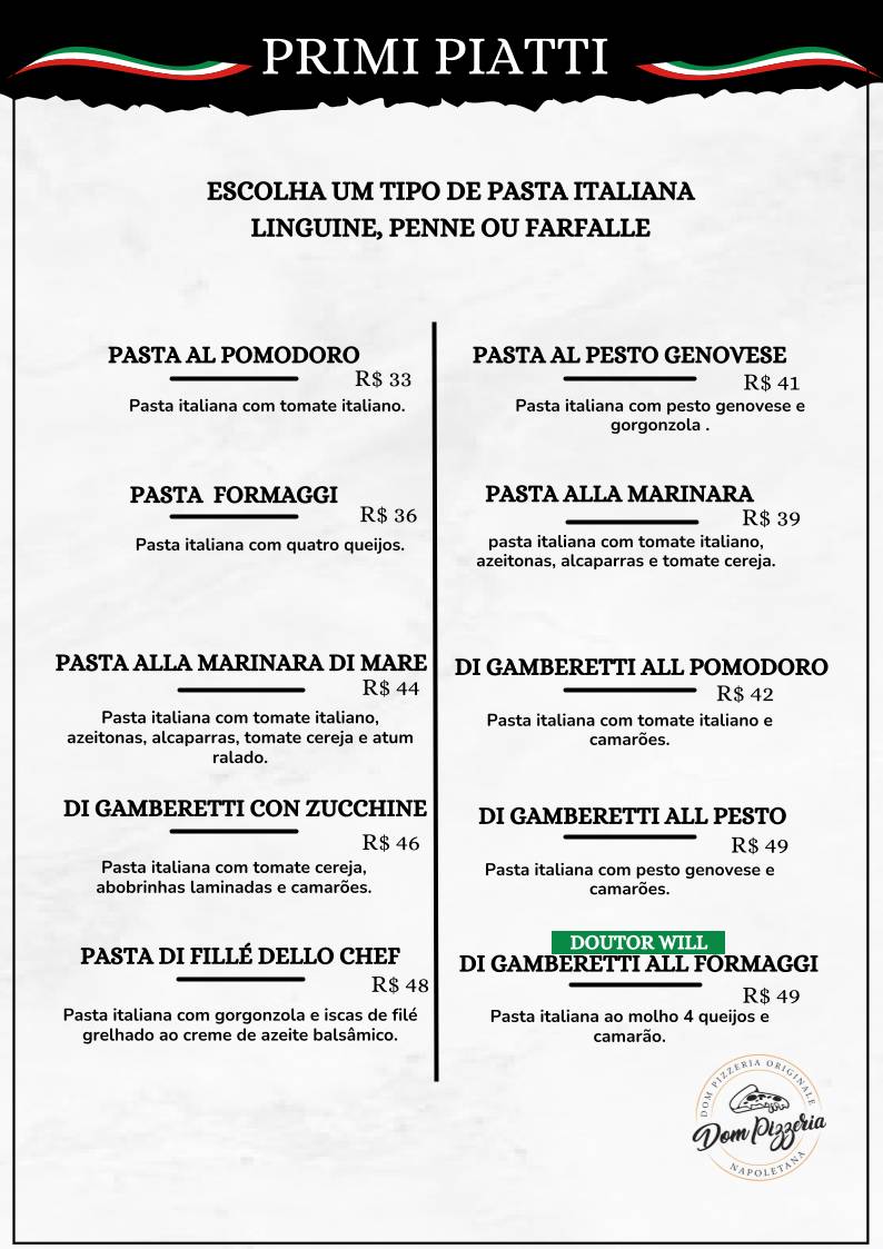 Dom Pizzeria Originale cardápio