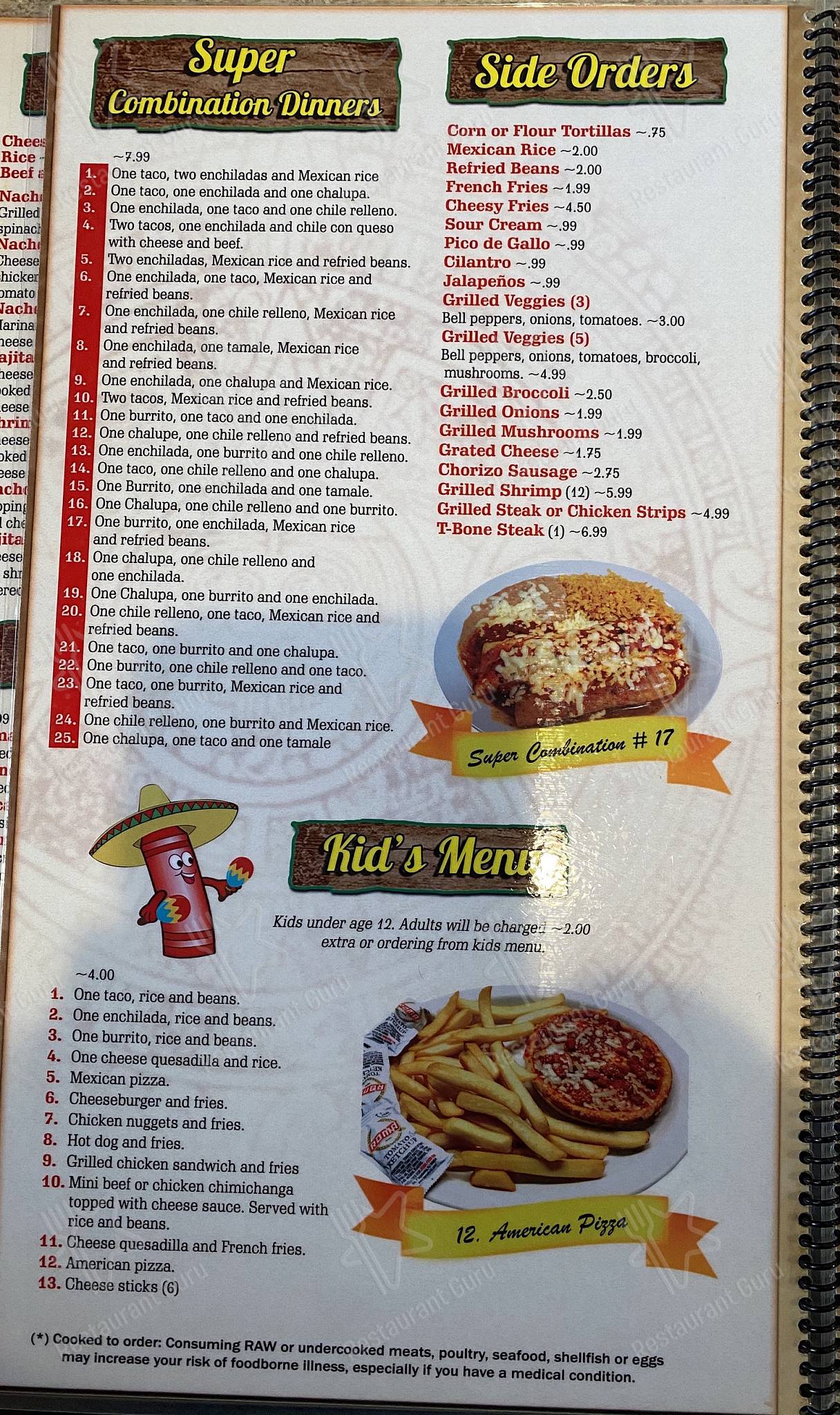 Menu at El Patron Mexican Grill restaurant, Kingsport