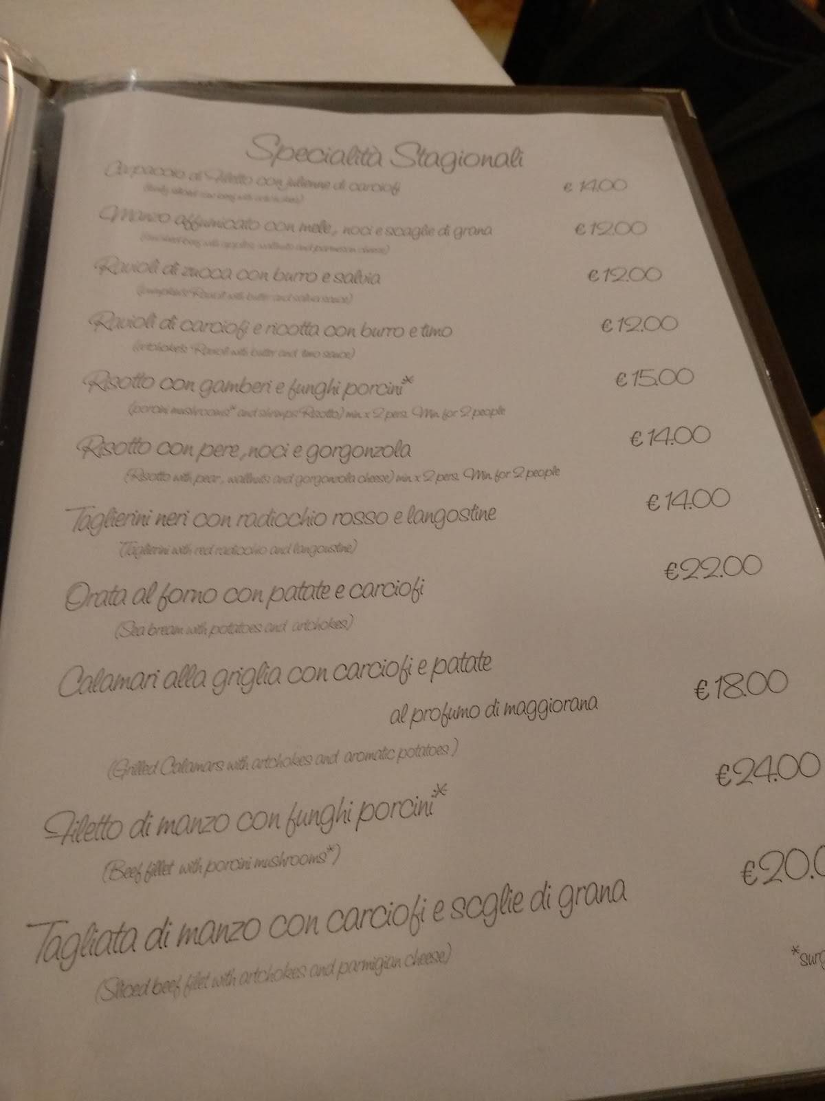 Menu di Ristorante Elite Rapallo 