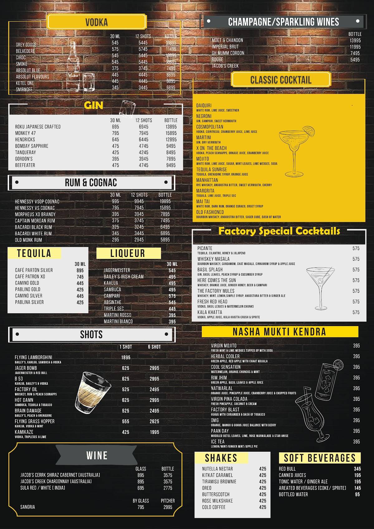 Factory by Sutra menu