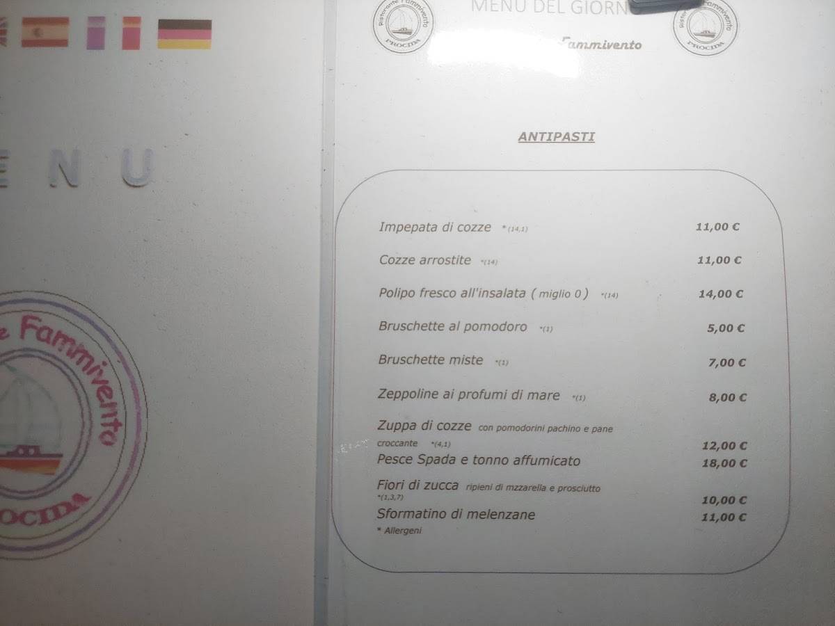 Menu di Fammivento 