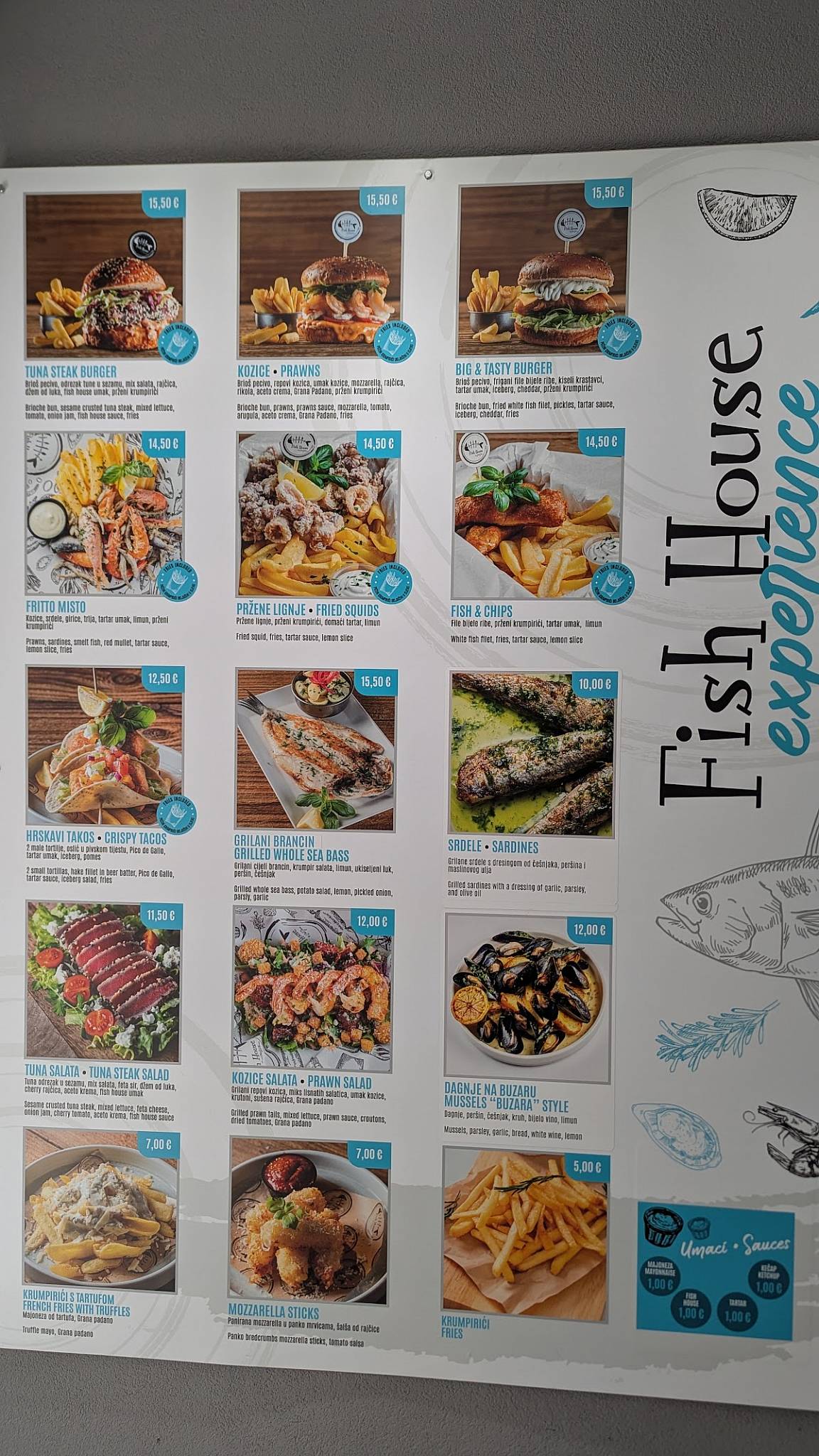 Menu di Fish House Rovinj 
