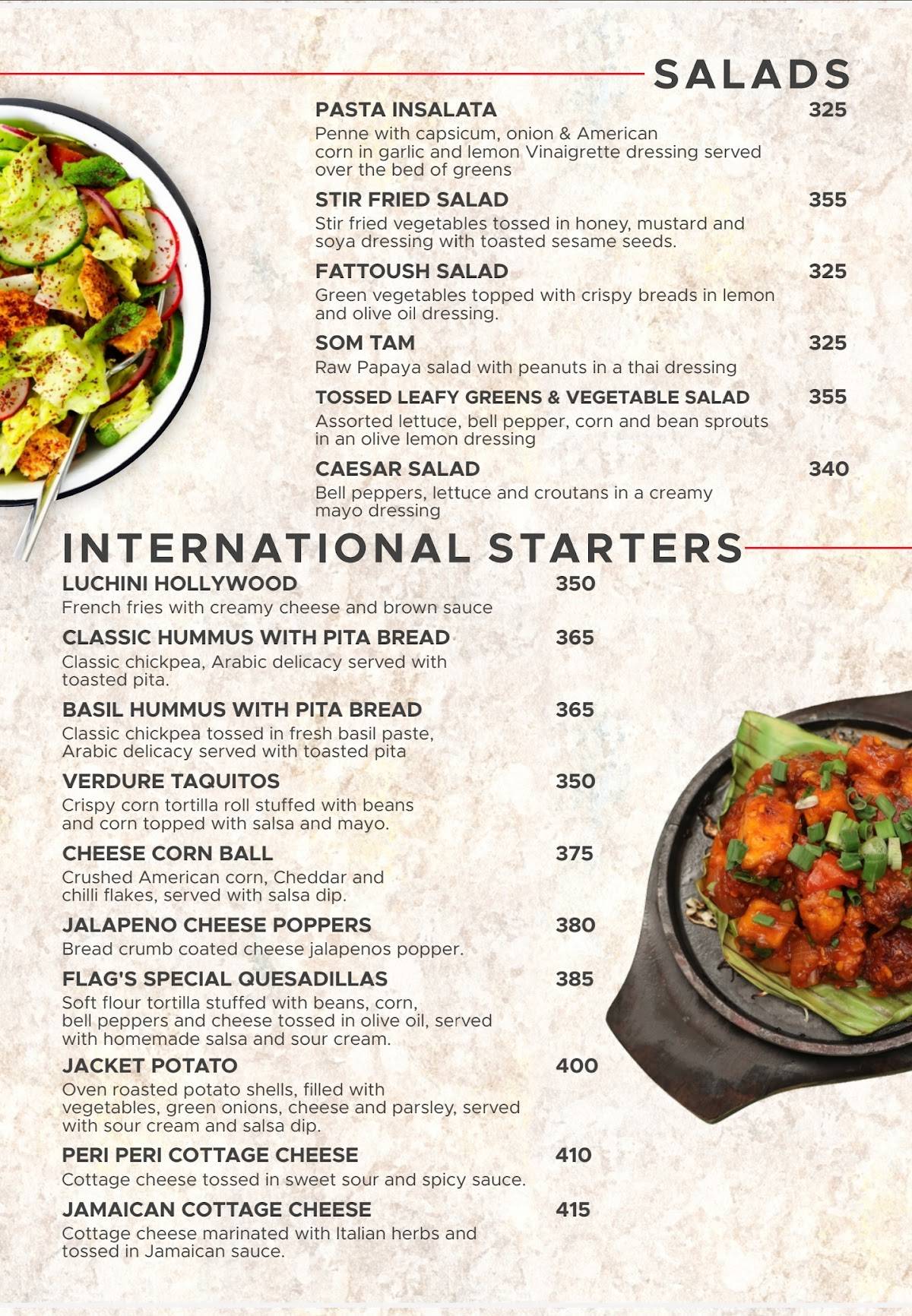 Flag's II Veg World Cuisine menu