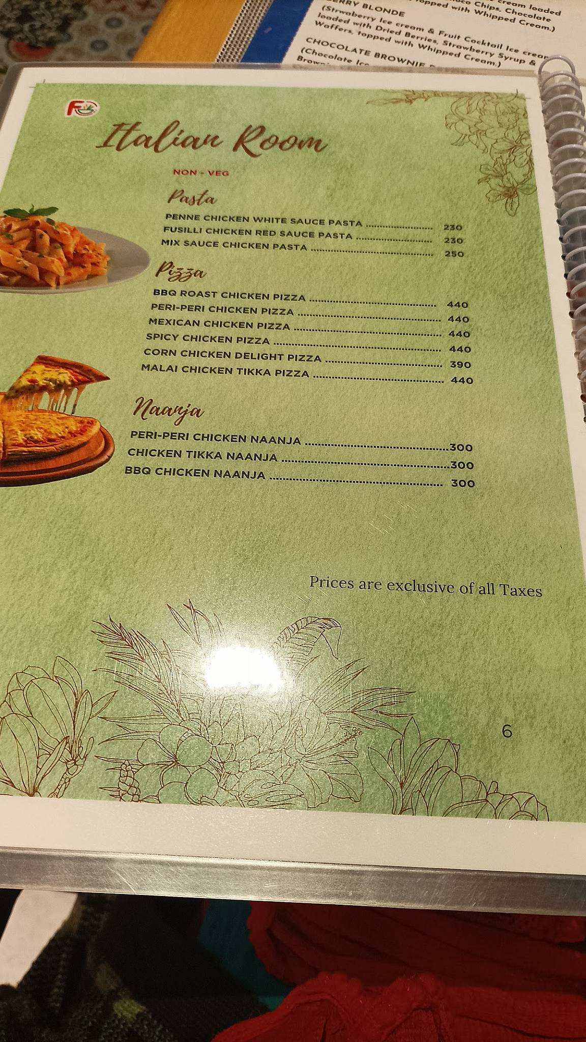 FoodceY menu