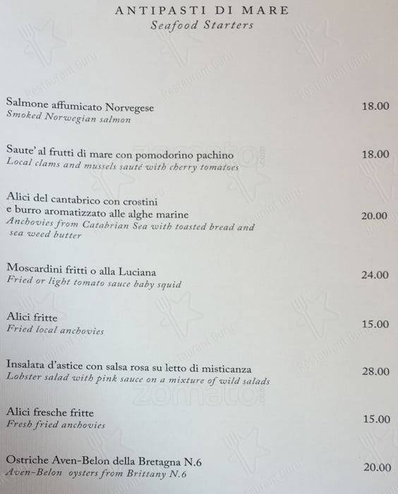 Menu di Ristorante Fortunato al Pantheon 