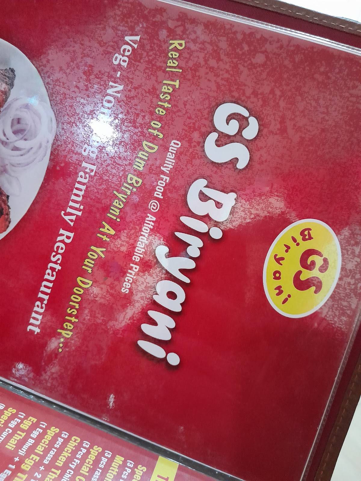GS Biryani menu