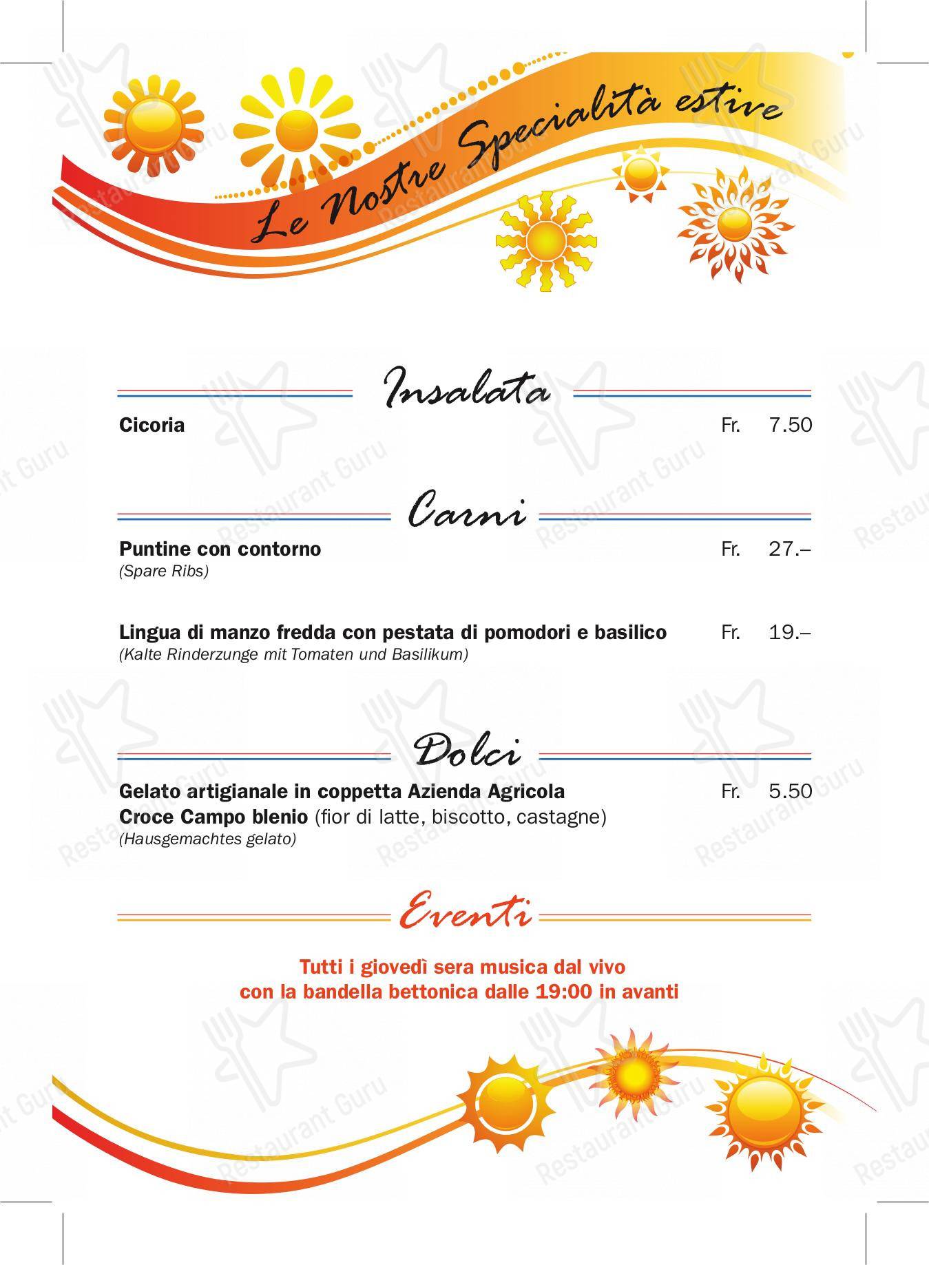 Grotto Raffael in Losone - At Home Catering Menu