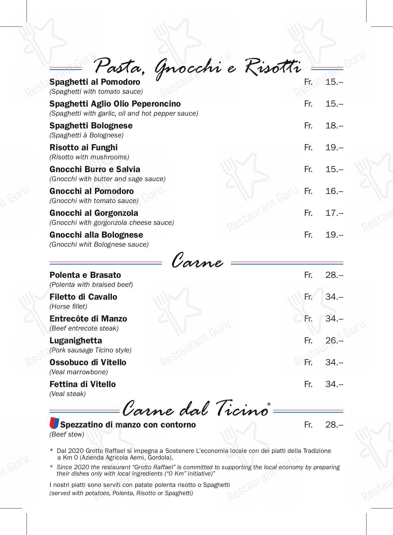 At Home Catering Menu per Grotto Raffael ristorante