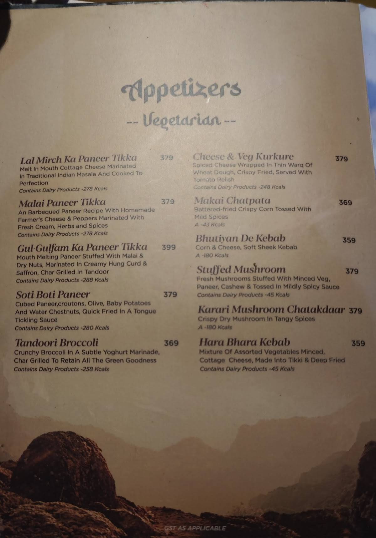 Gufaa Ohri’s Cuisine Court menu