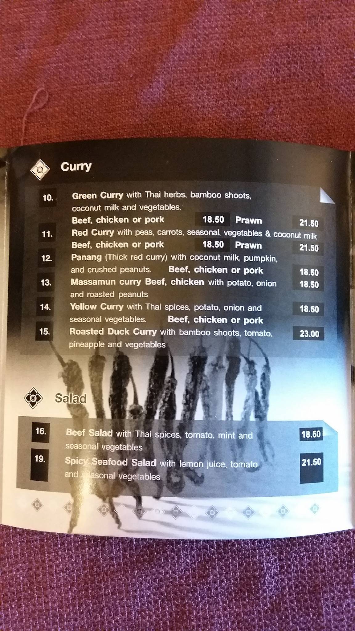Menu at Herbs & Spice Thai Restaurant, Rotorua