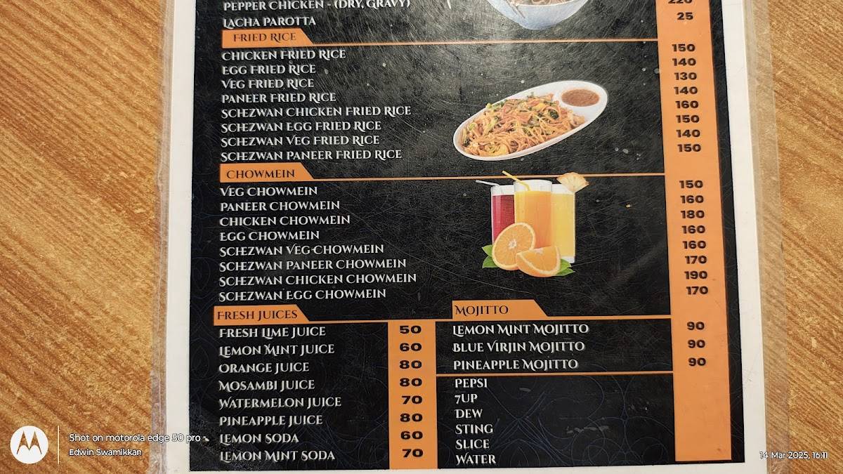 Hot kati roll menu