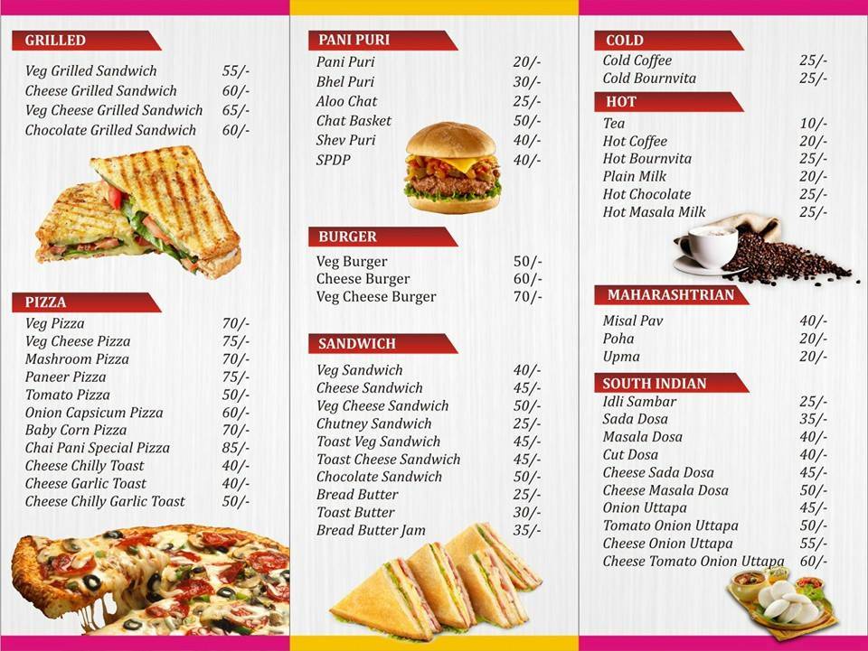 Chai Pani menu
