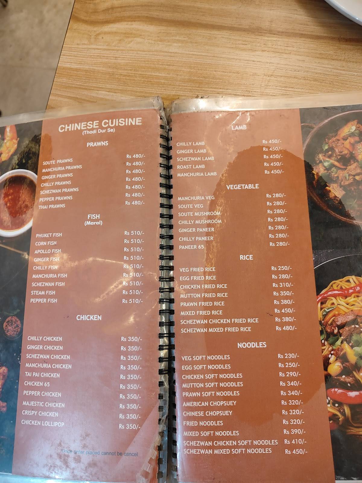 Hotel Shezan Exhibition Ground menu