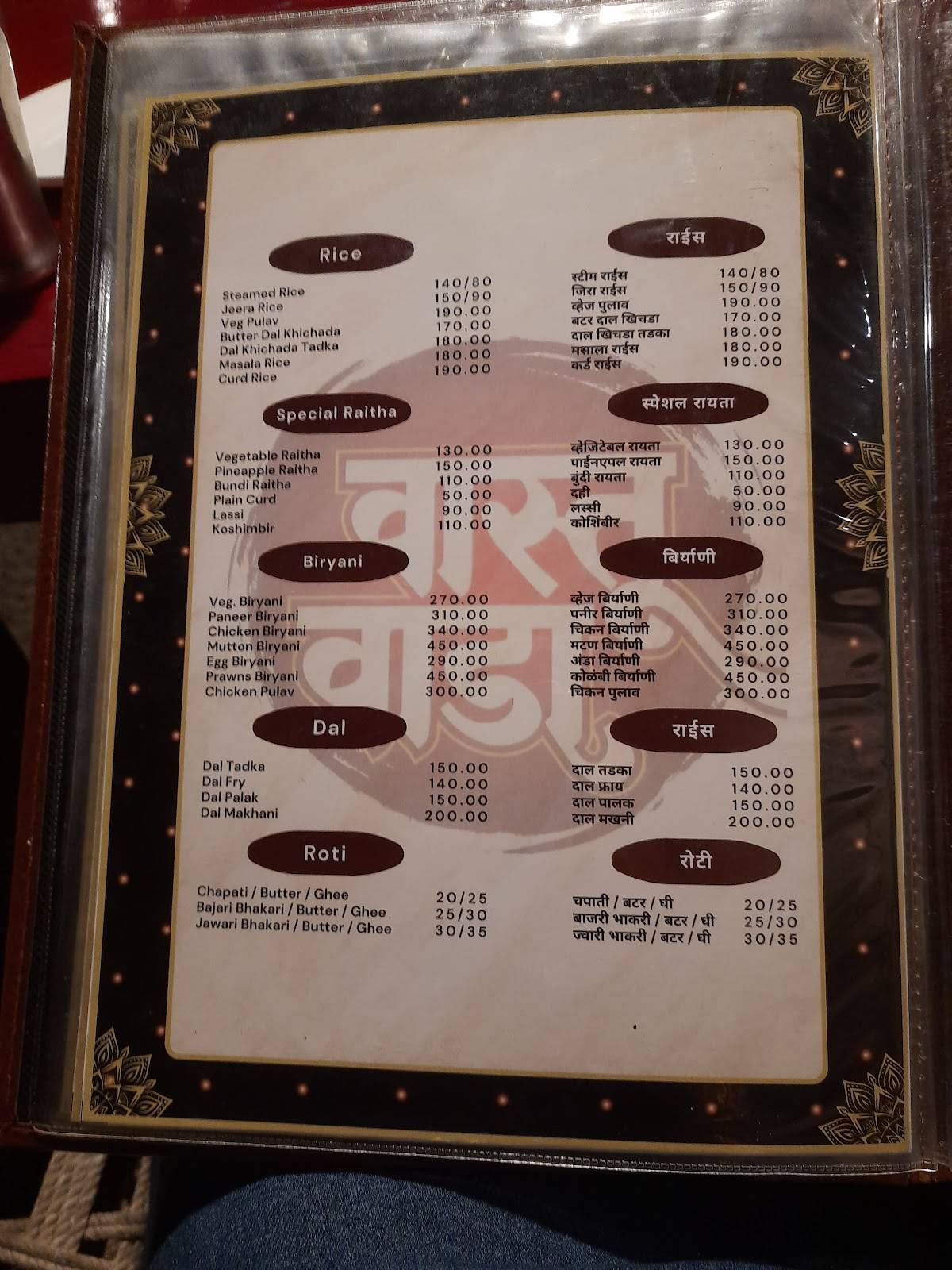 Hotel Vastu Wada Veg & Non Veg menu