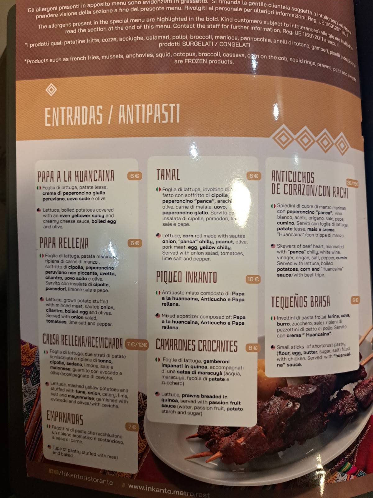 Menu de INKANTO RISTORANTE