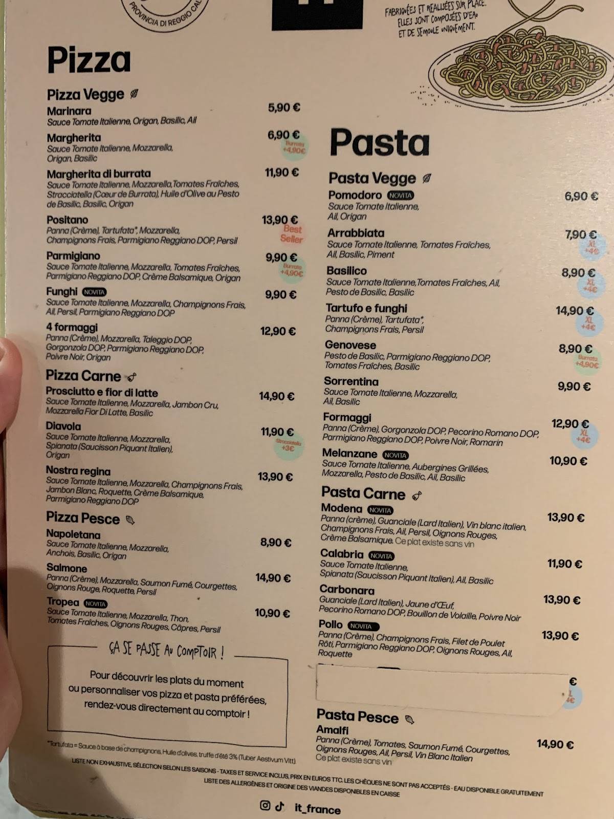 Menu de It - Italian Trattoria Rouen