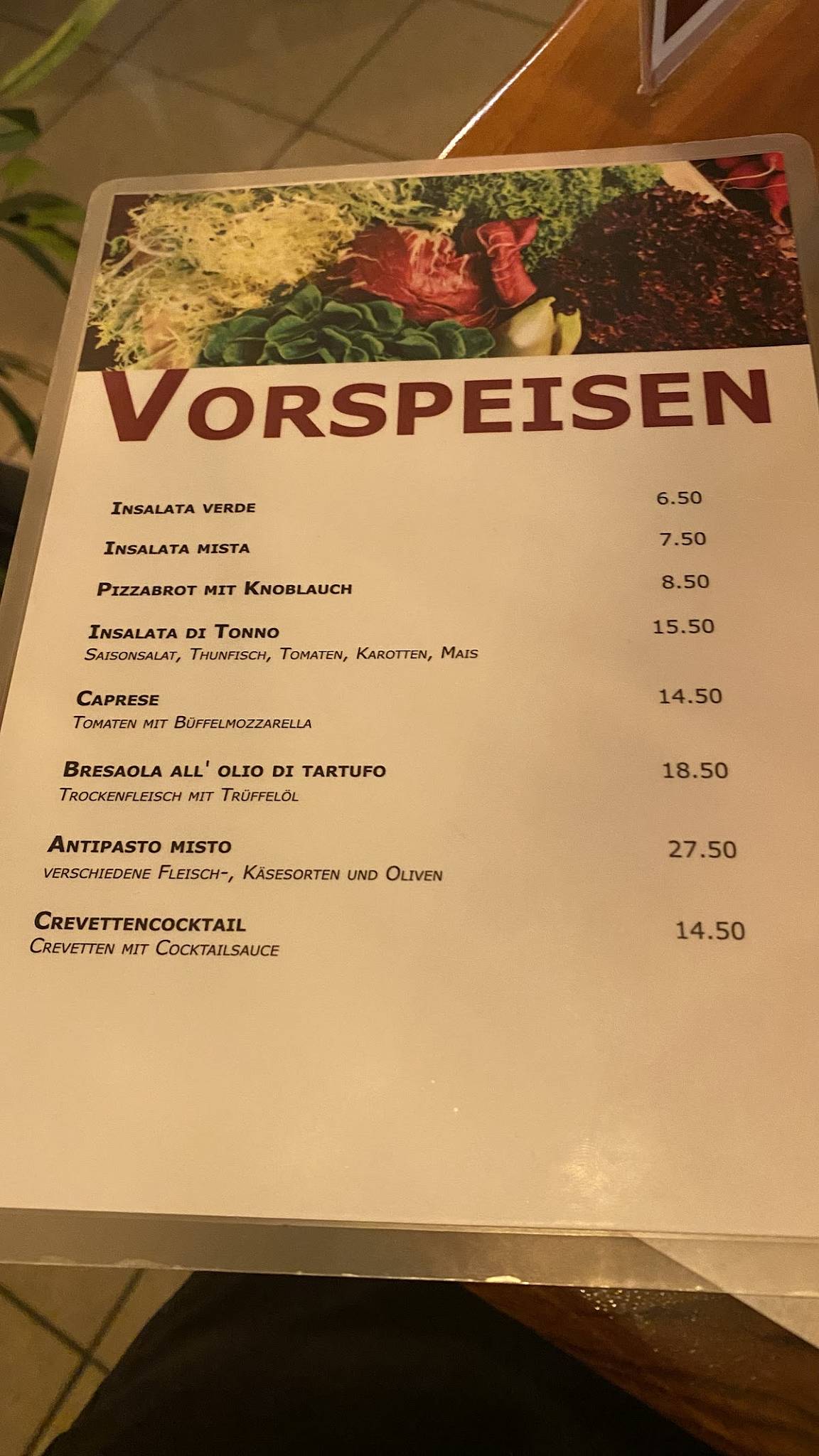 Menu di Incontro Pizza 