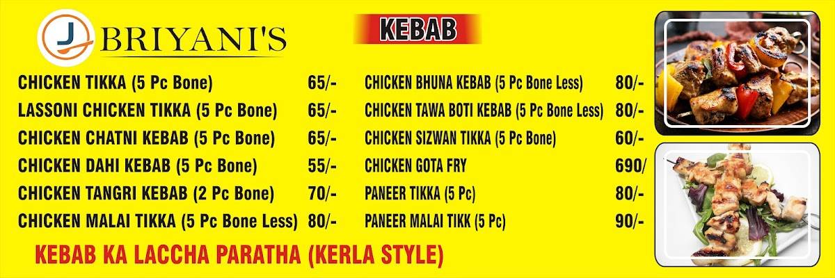 J Biryani Restaurants & Caterer menu