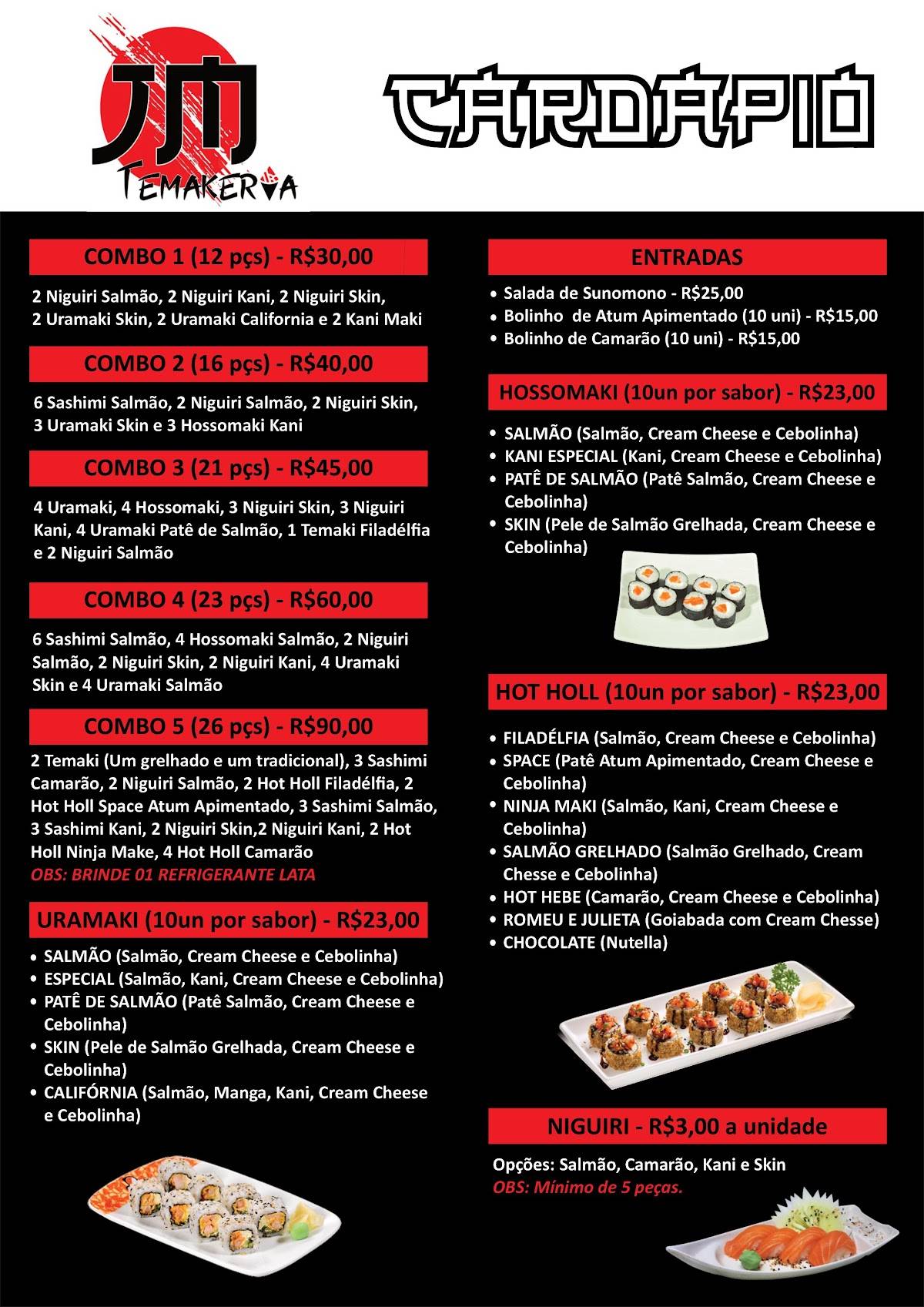 JM Temakeria Delivery de comida Japonesa Parque Santana cardápio