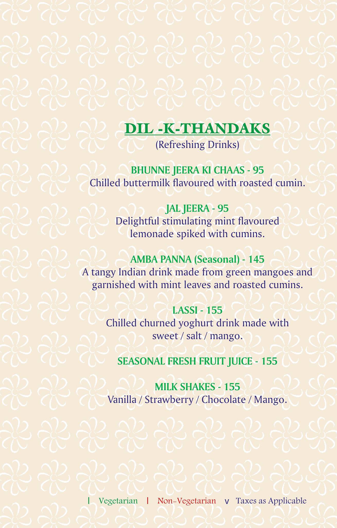 Jalsa menu