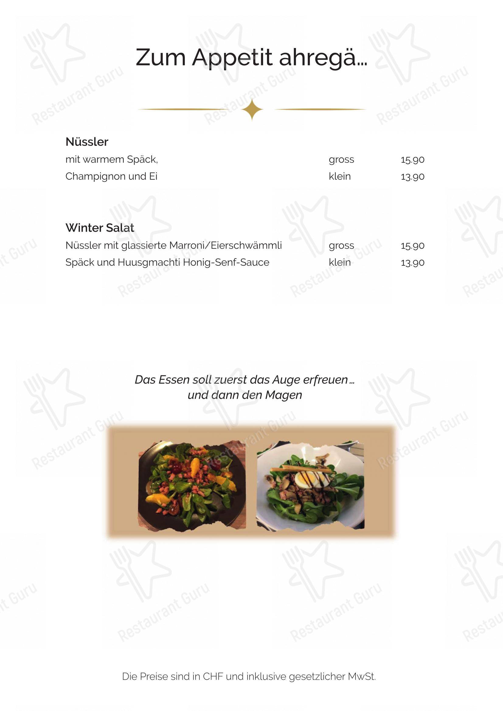 Restaurant Kanönli in Thun - 菜单