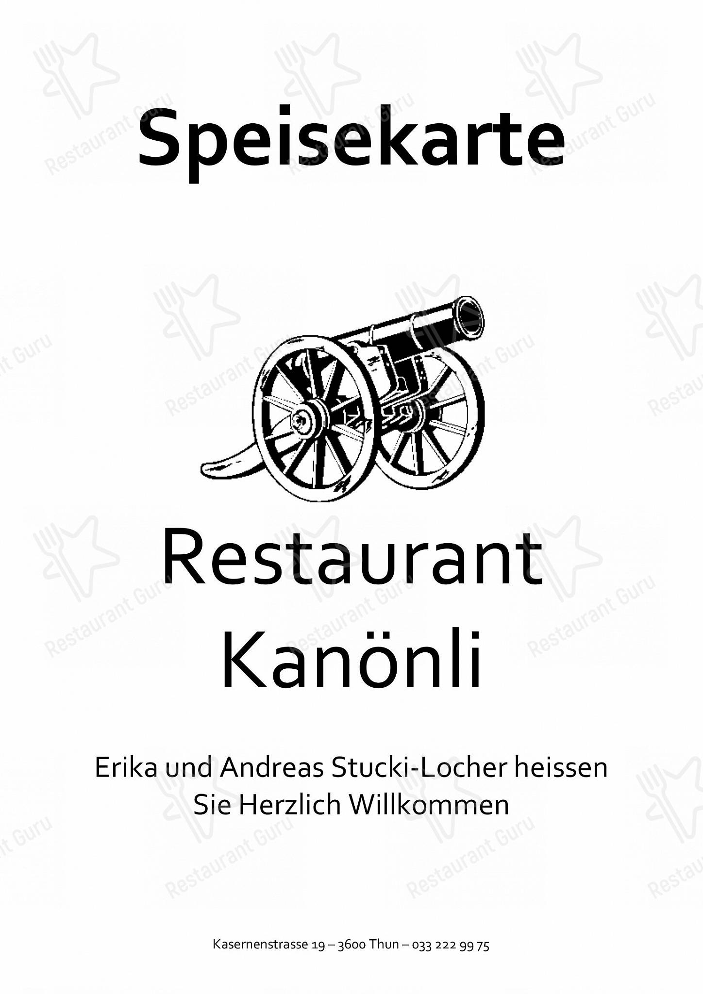 Menu di Restaurant Kanönli - Takeaway Menu