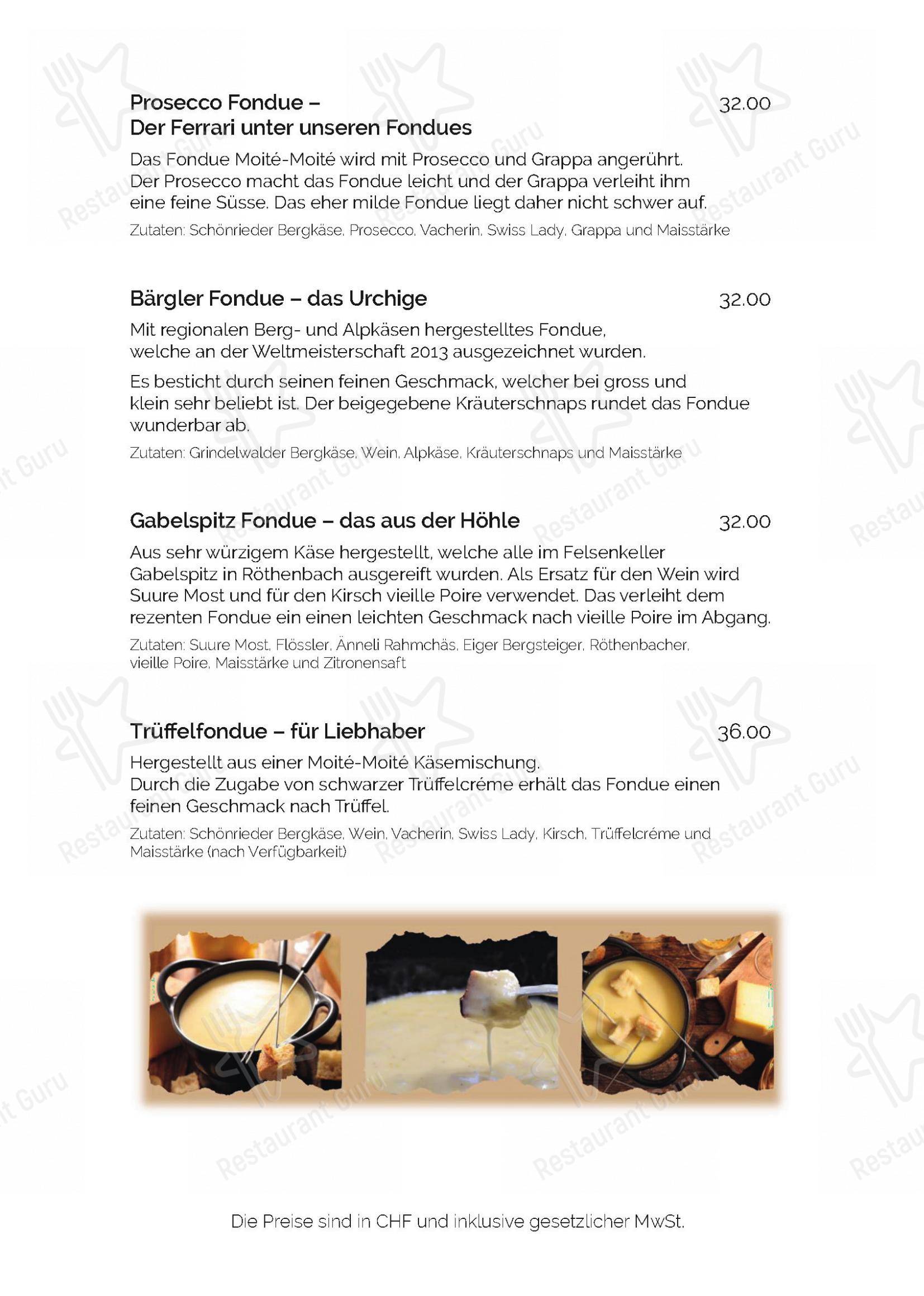Restaurant Kanönli in Thun - Основное меню