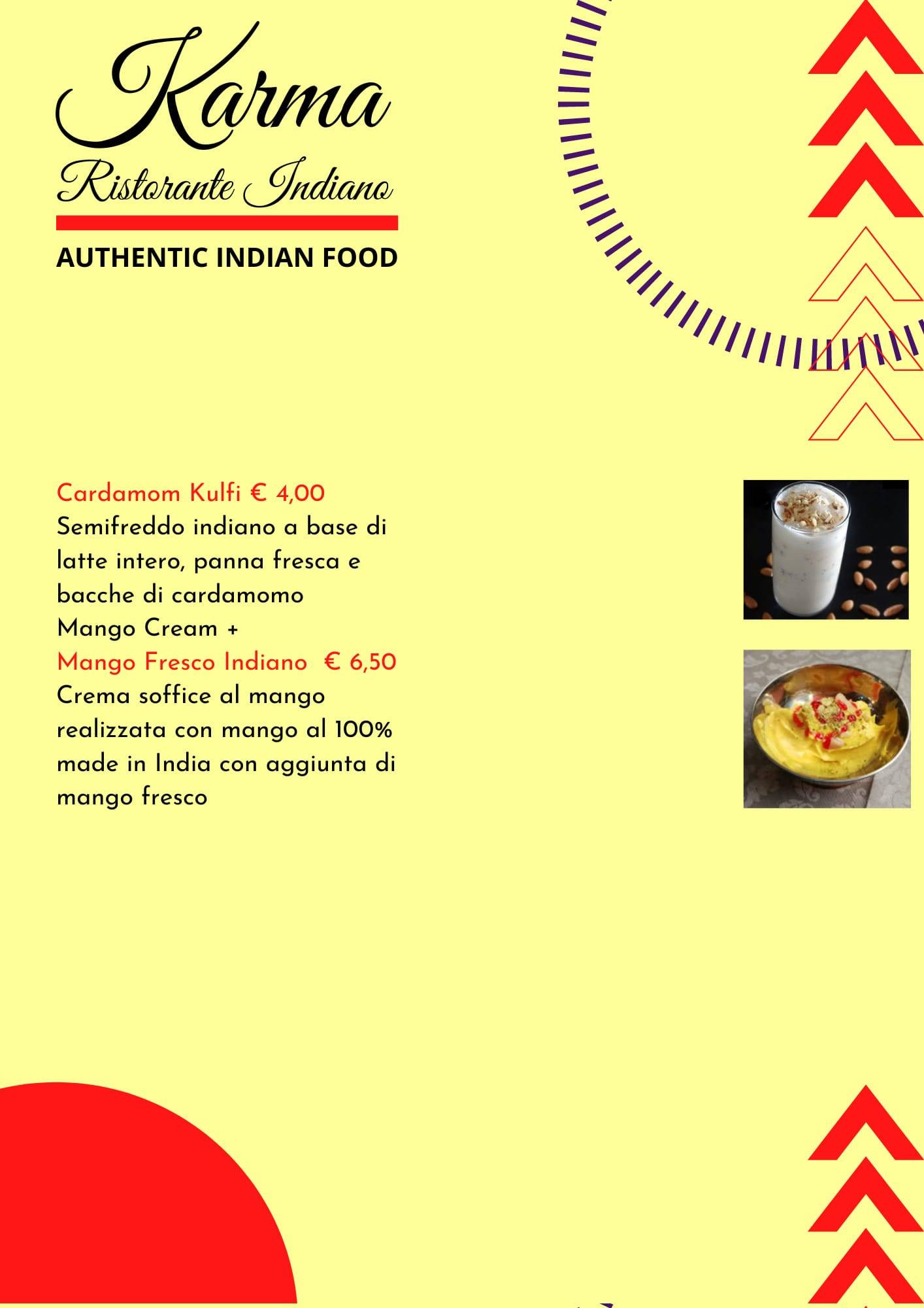 Menu di Karma Ristorante Indiano 