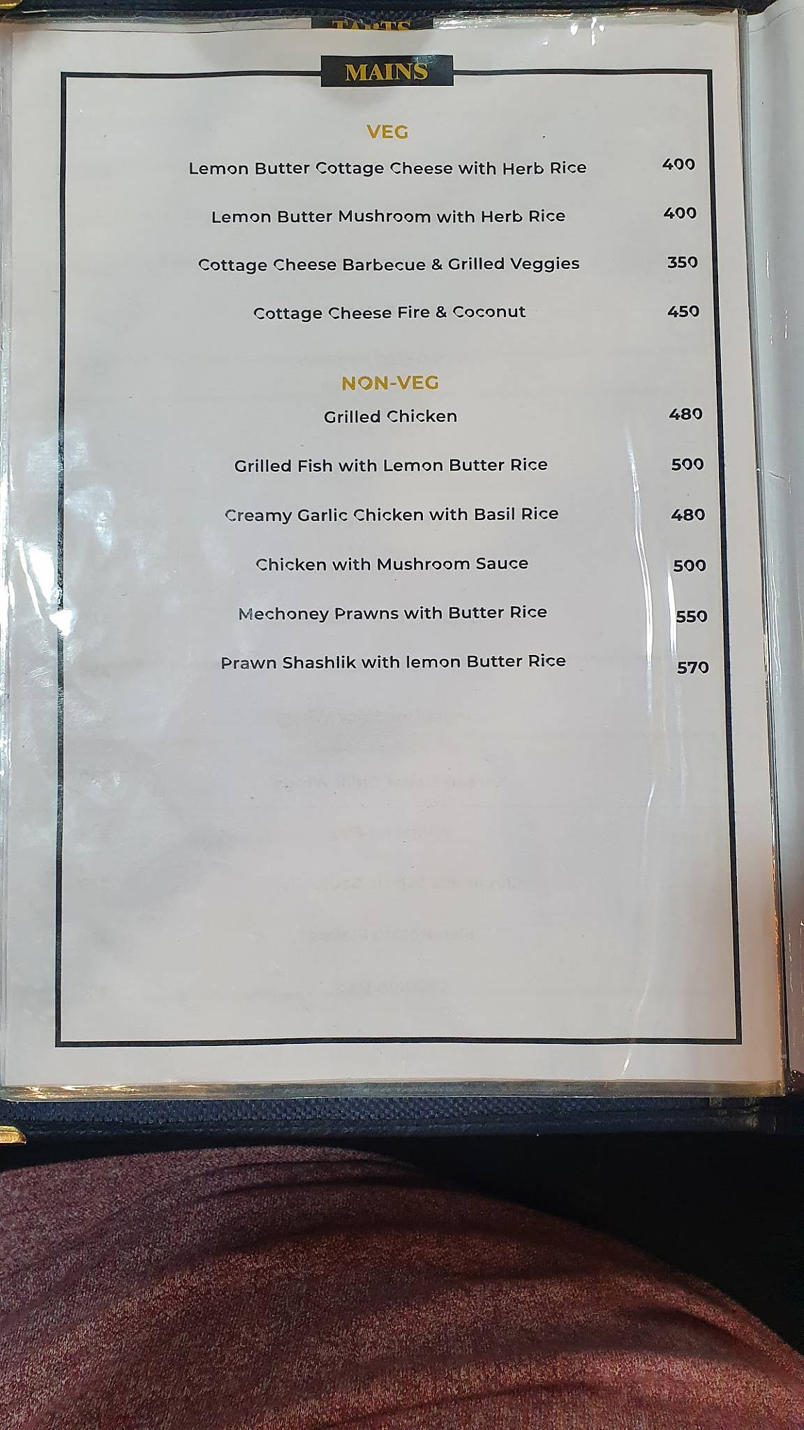 Boards and Brews menu