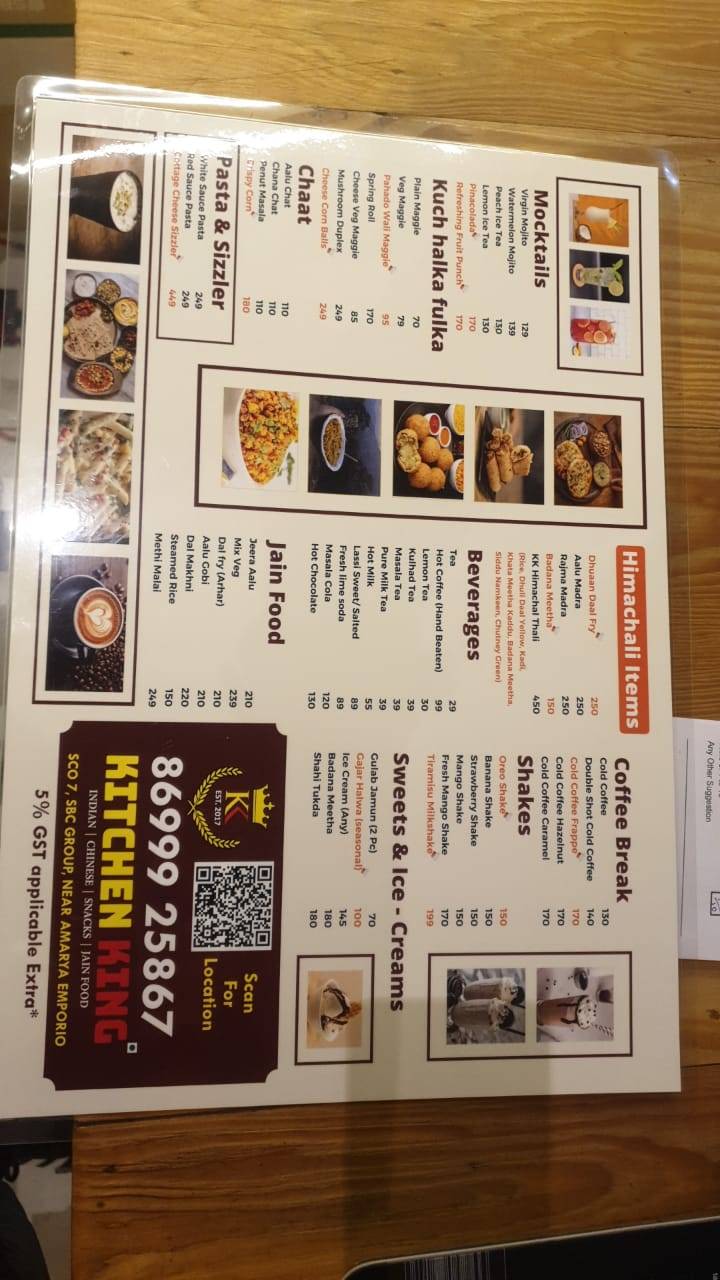 Kitchen king, kharar menu