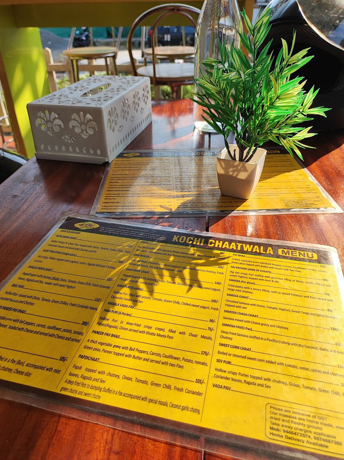 Kochi Chaatwala menu