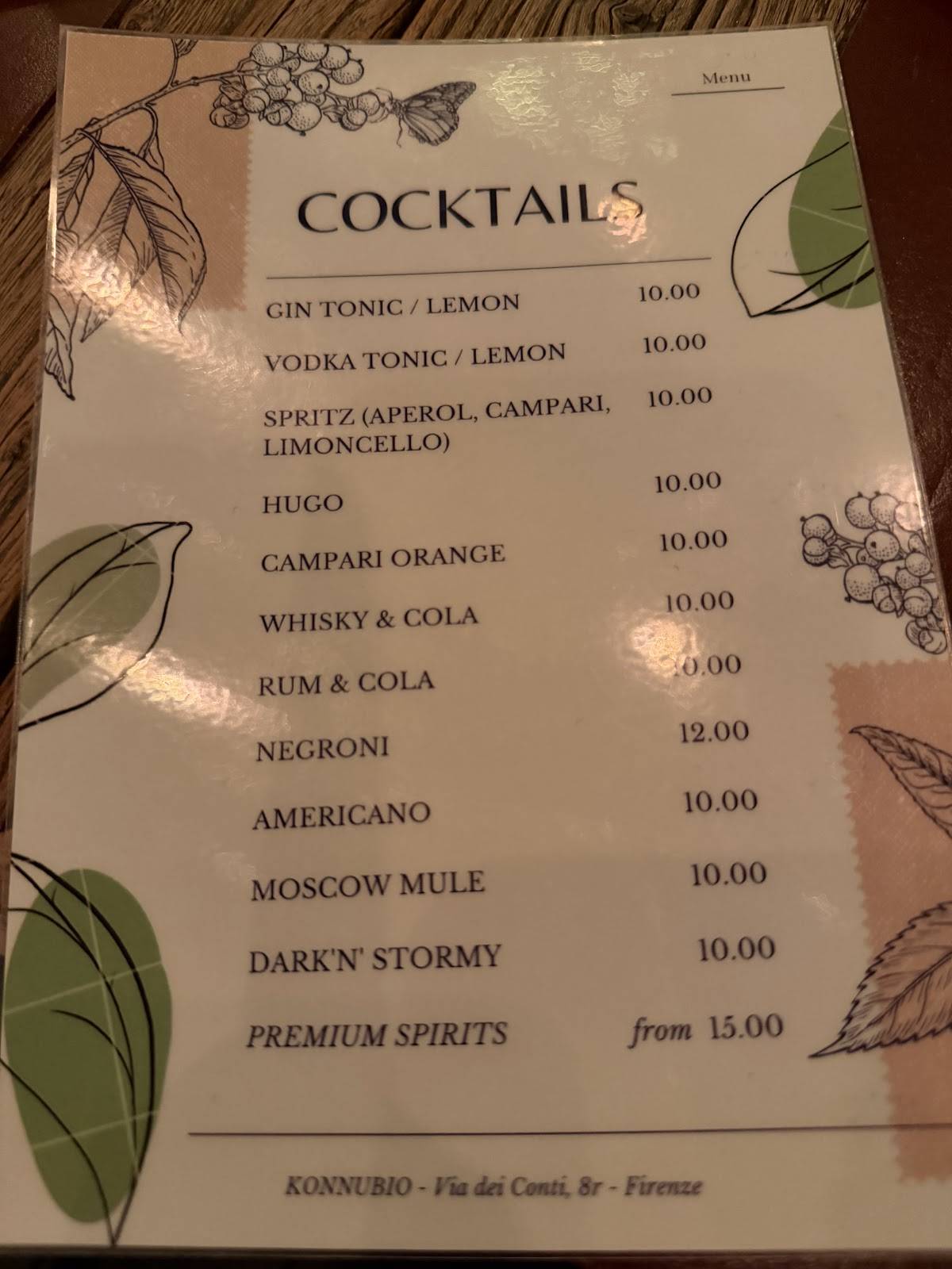 Menu di Konnubio 