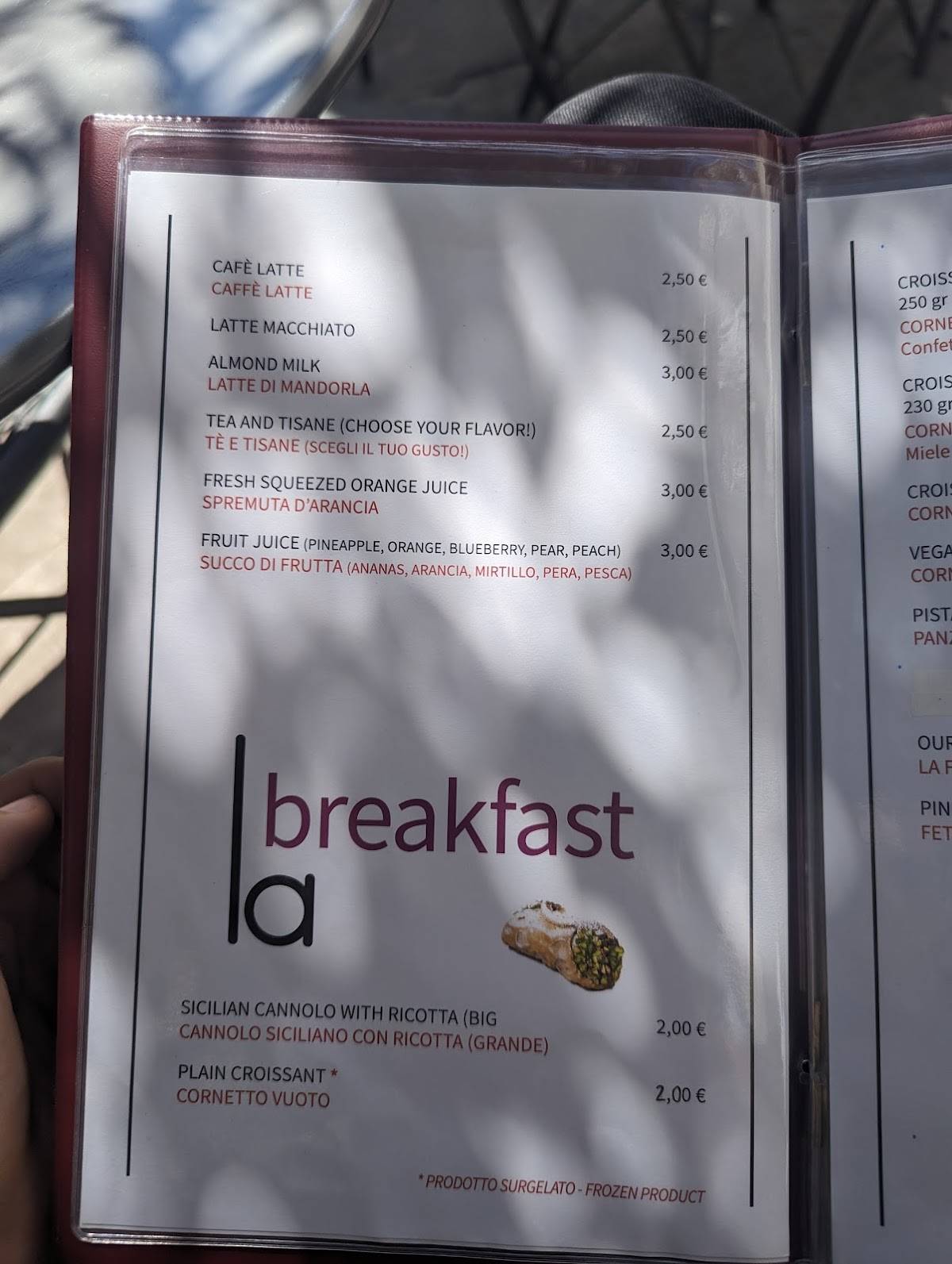 Menu di LA 