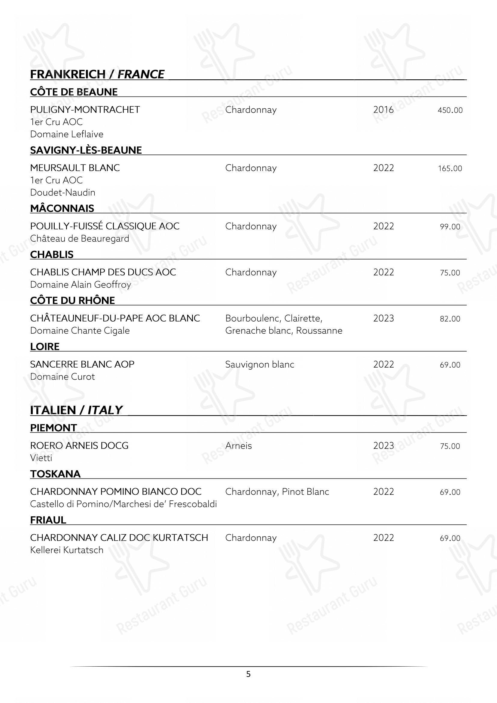 Menu di Restaurant La Soupière - Menu bar