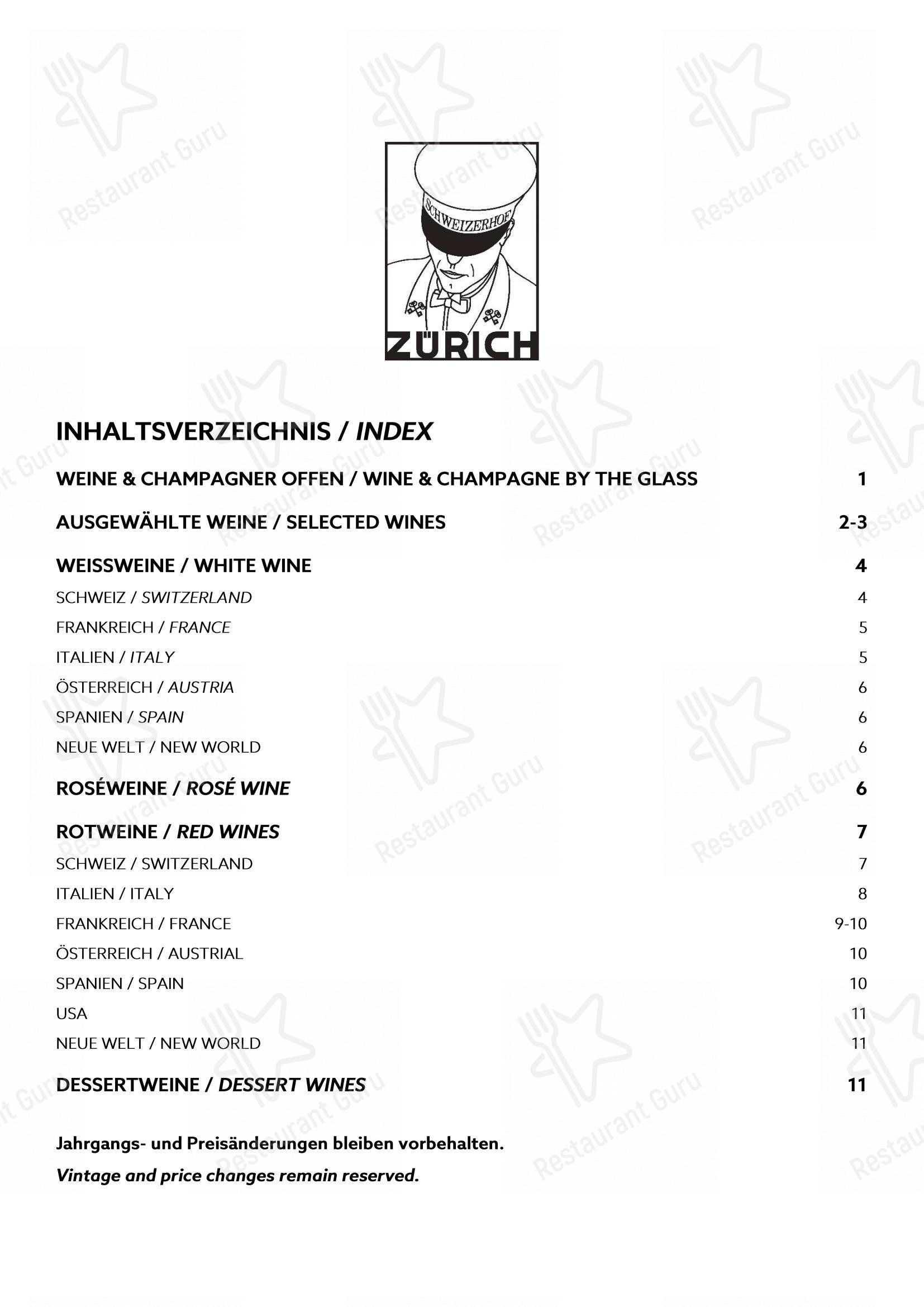 Restaurant La Soupière in Zurigo - Menu bar