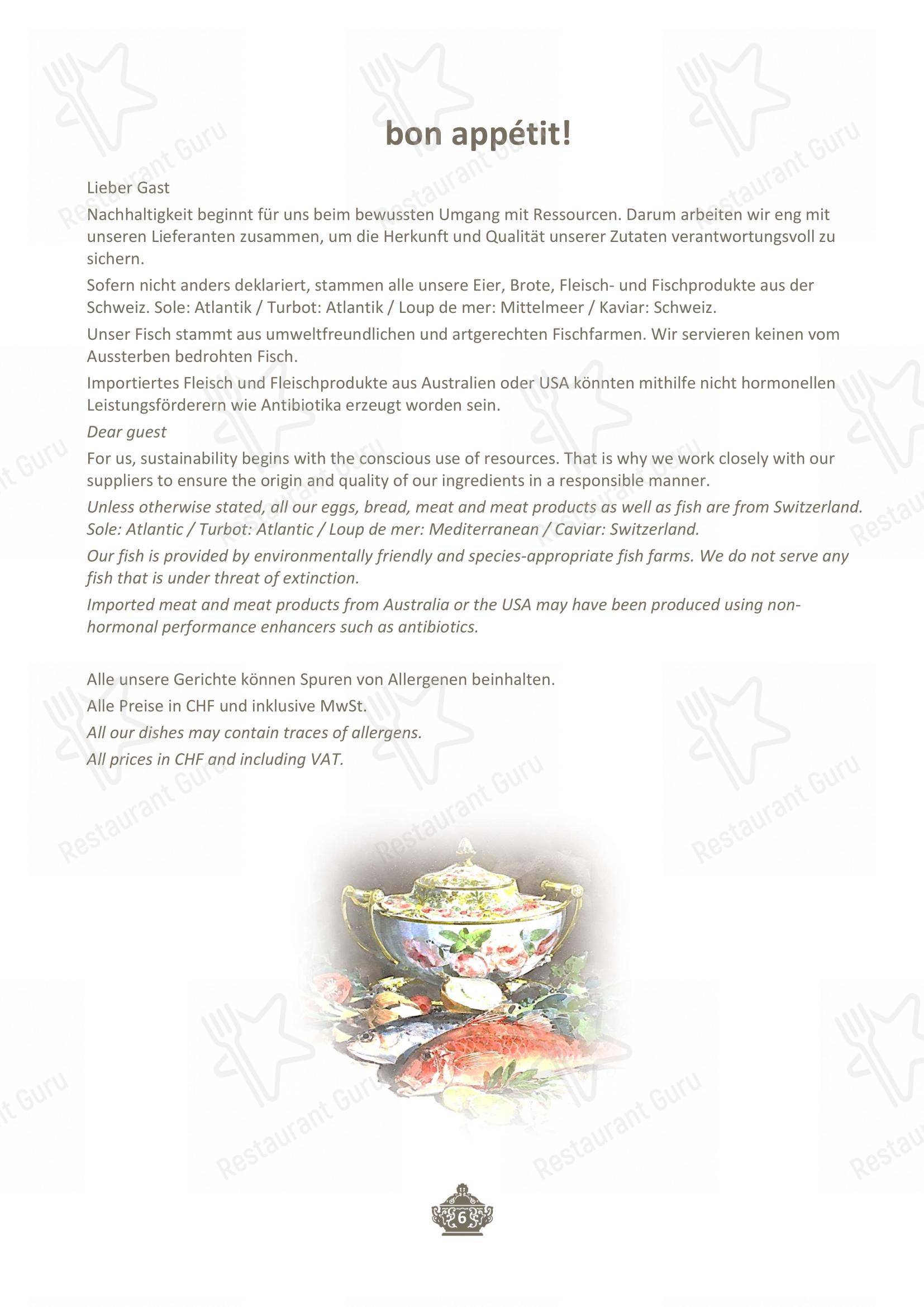 Restaurant La Soupière in Zurigo - Menu